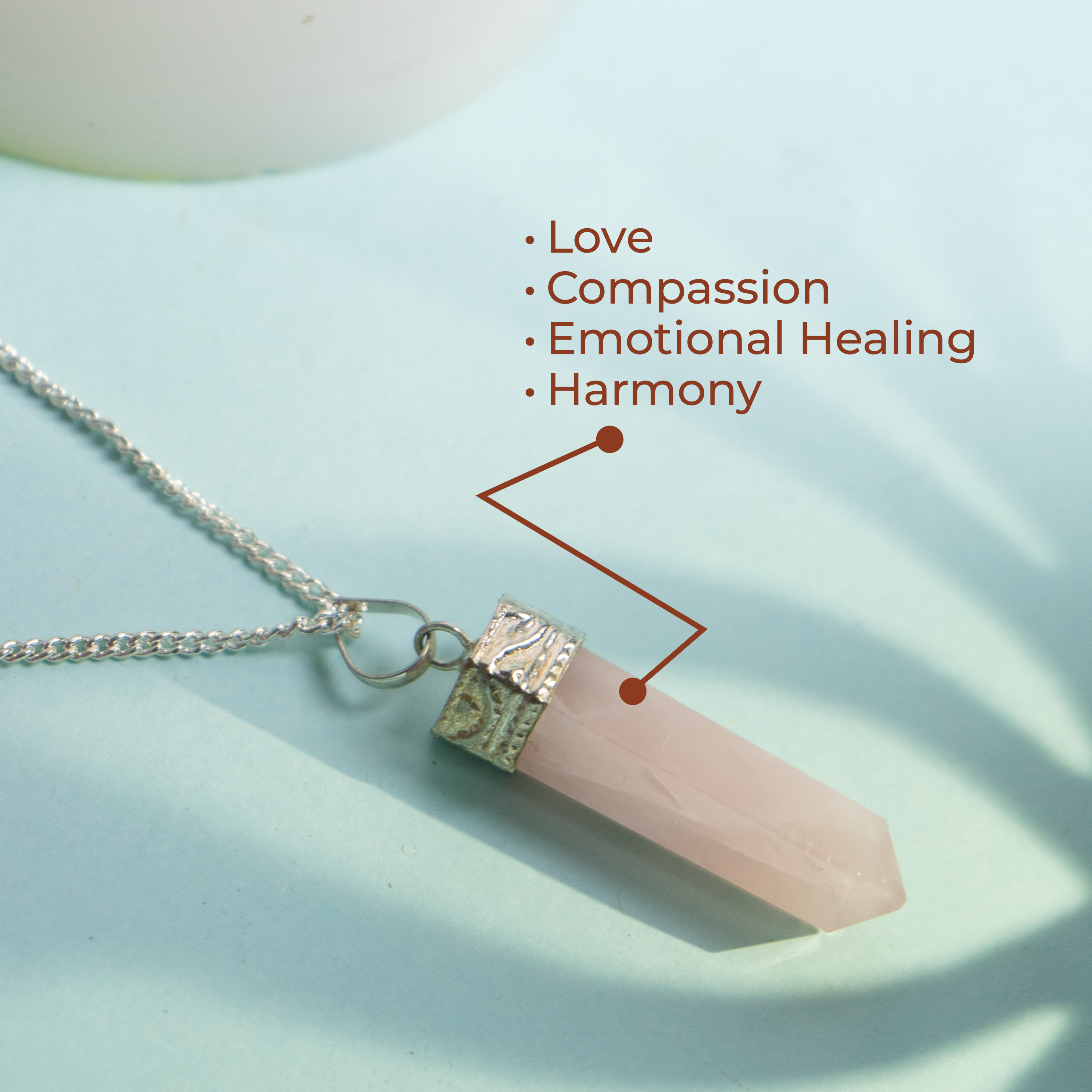 Natural Rose Quartz Pendant | Healing Crystal Necklace