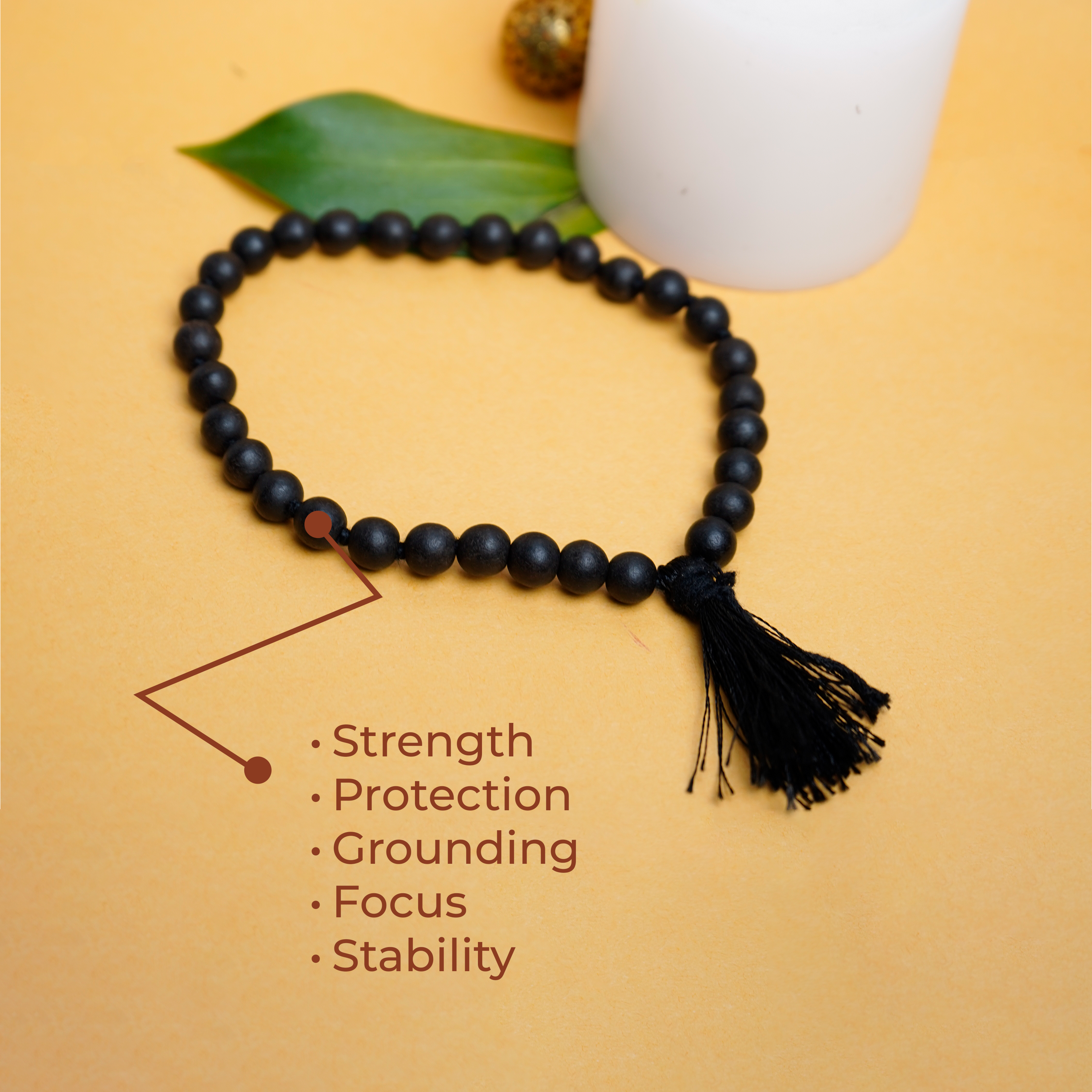 Natural Ebony (Karungali) Hand Mala | Sumarni Mala for Meditation