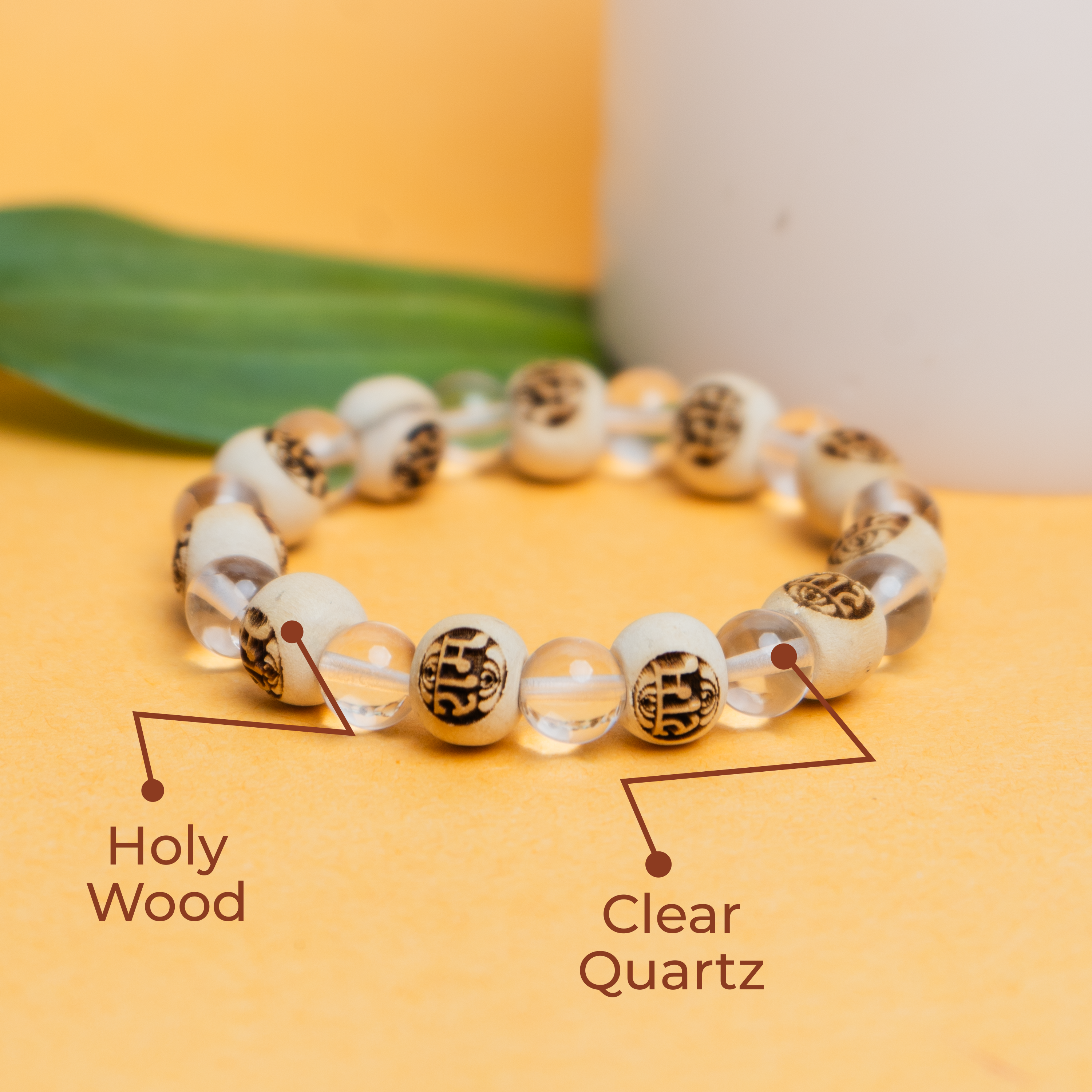 Natural Raam Wood & Clear Quartz Healing Bracelet