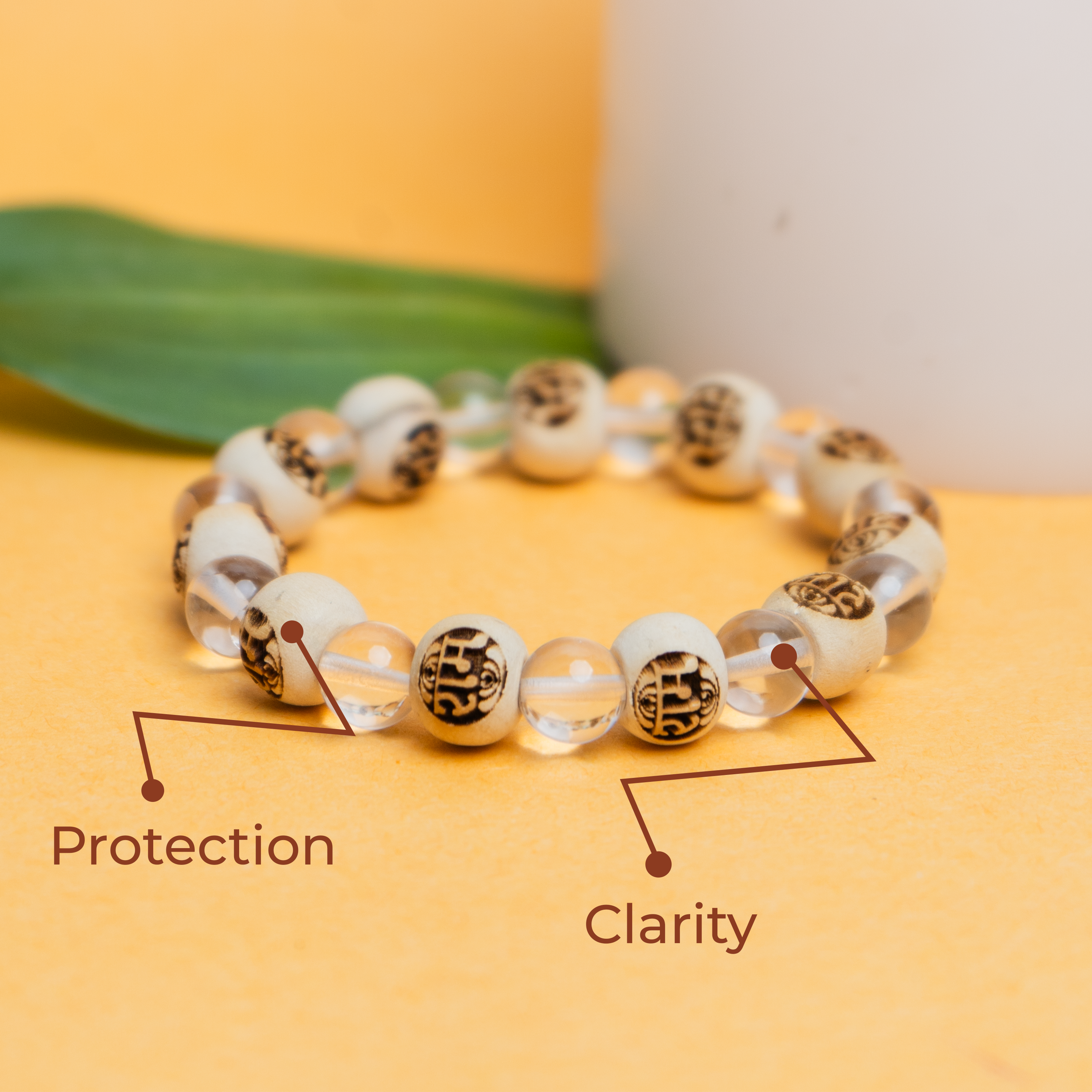 Natural Raam Wood & Clear Quartz Healing Bracelet