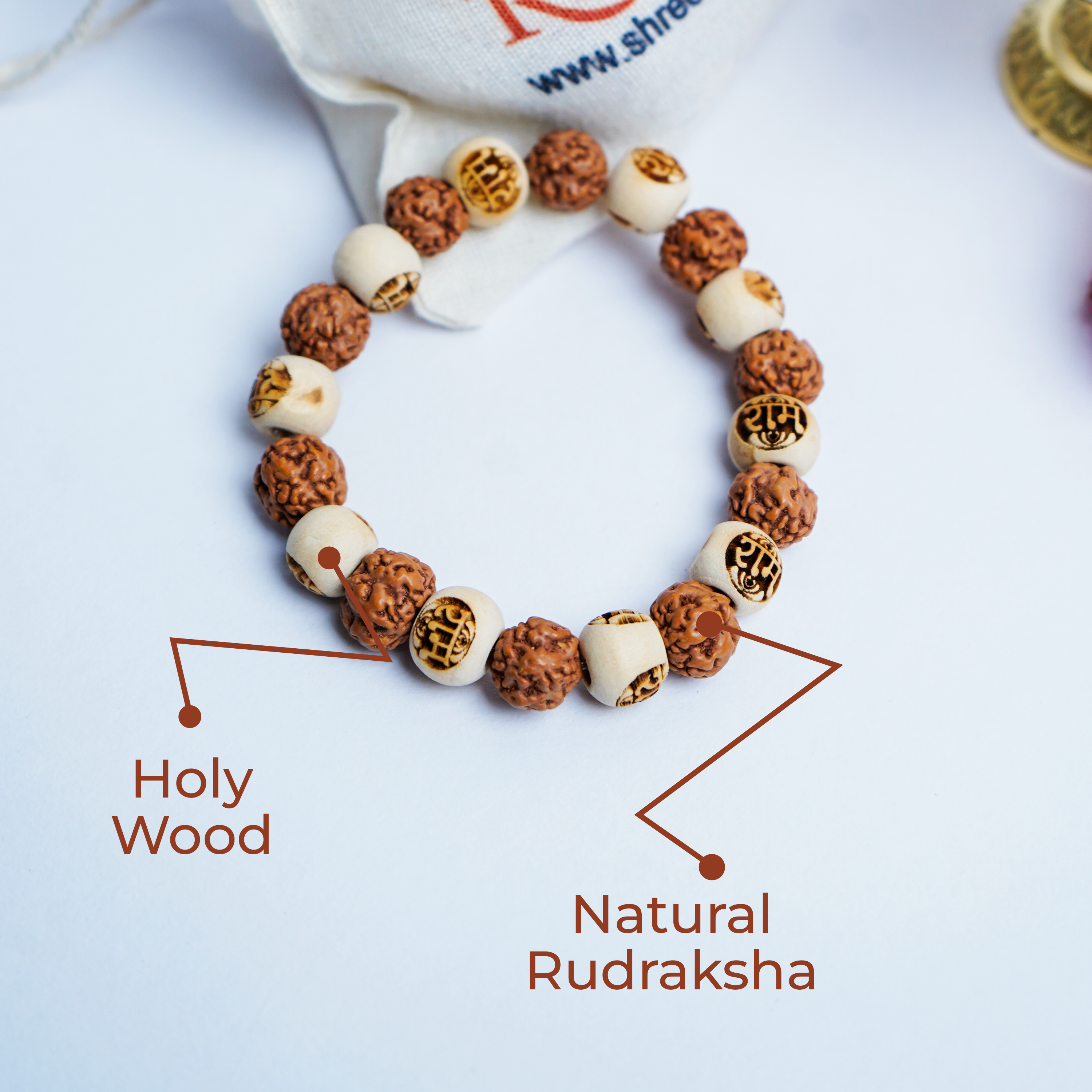 Sacred Raam Wood & Rudraksha Healing Bracelet