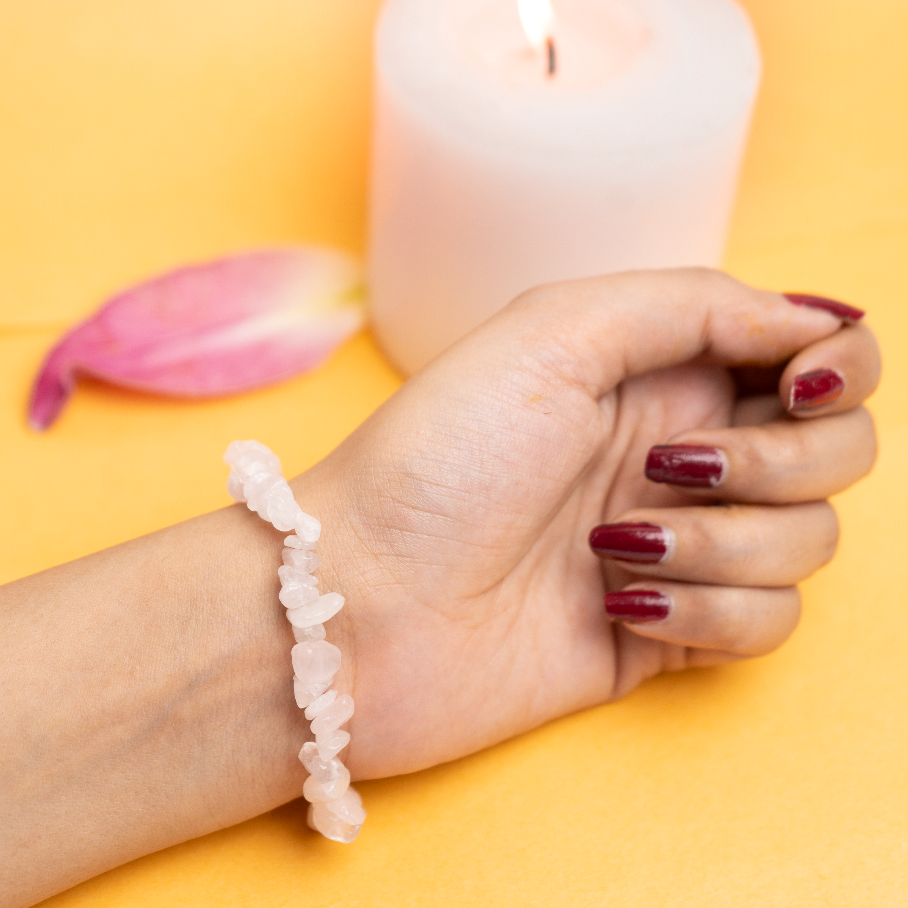 Natural Rose Quartz Chips Bracelet – Stone of Love & Harmony