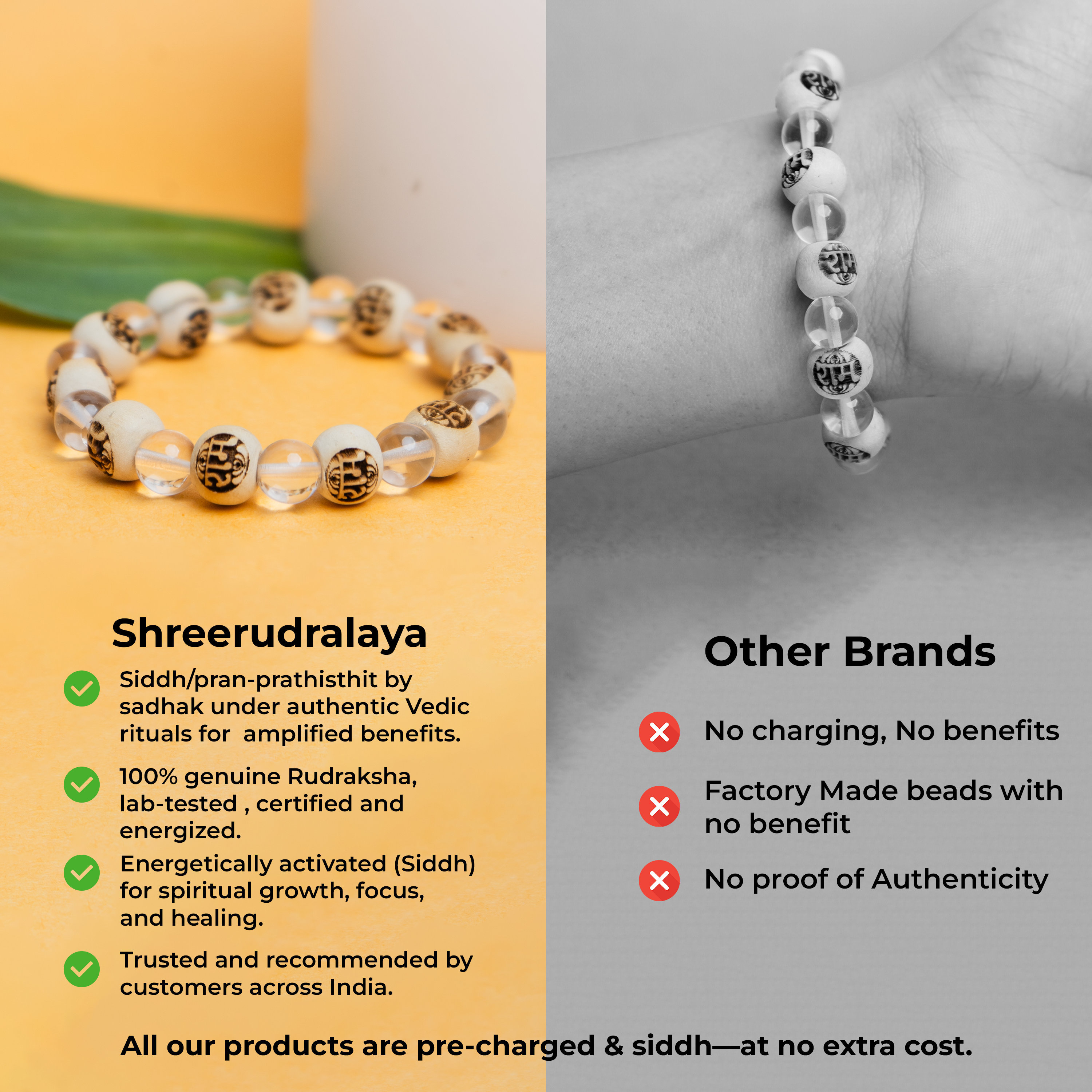 Natural Raam Wood & Clear Quartz Healing Bracelet