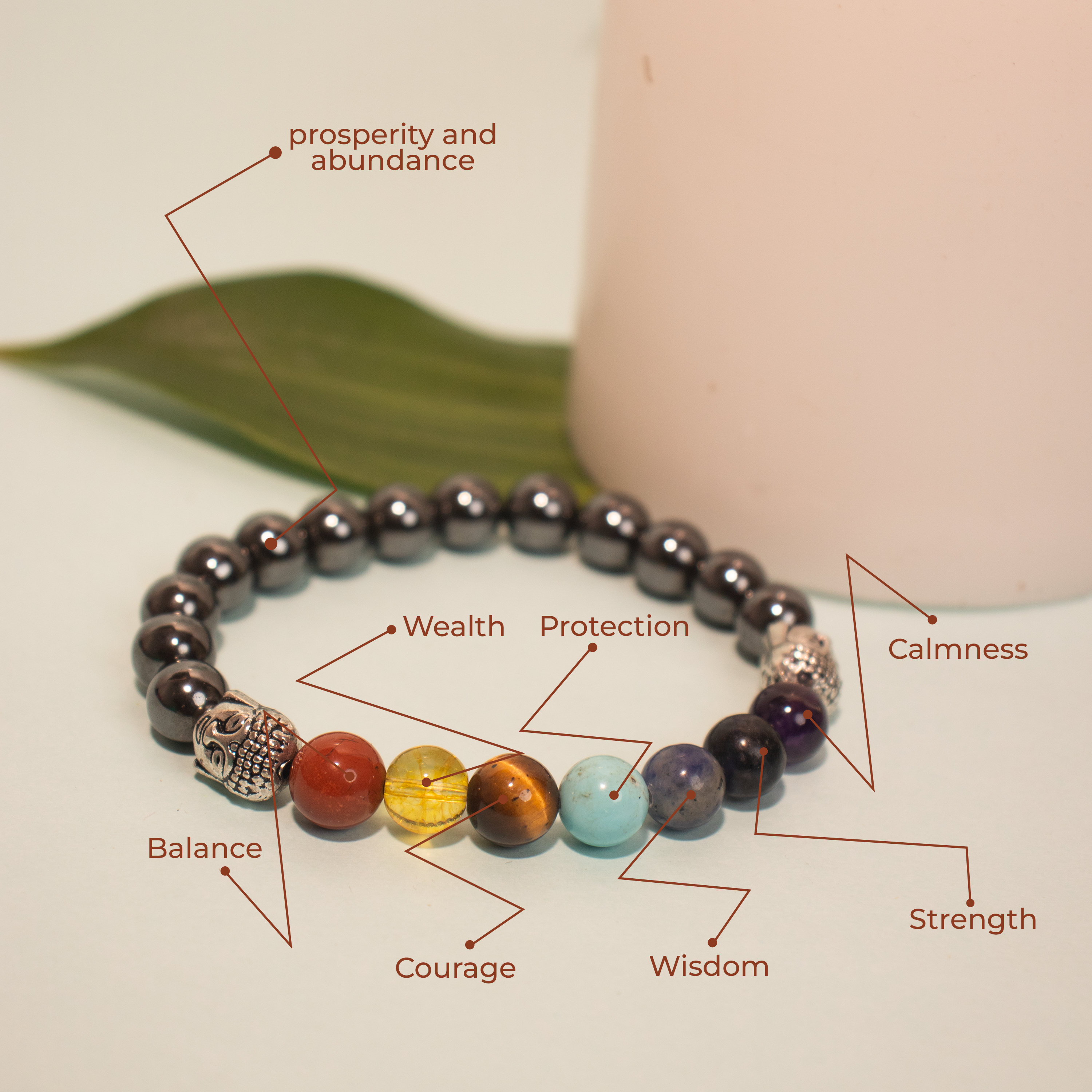 Natural Hematite with 7 Chakra Bracelet