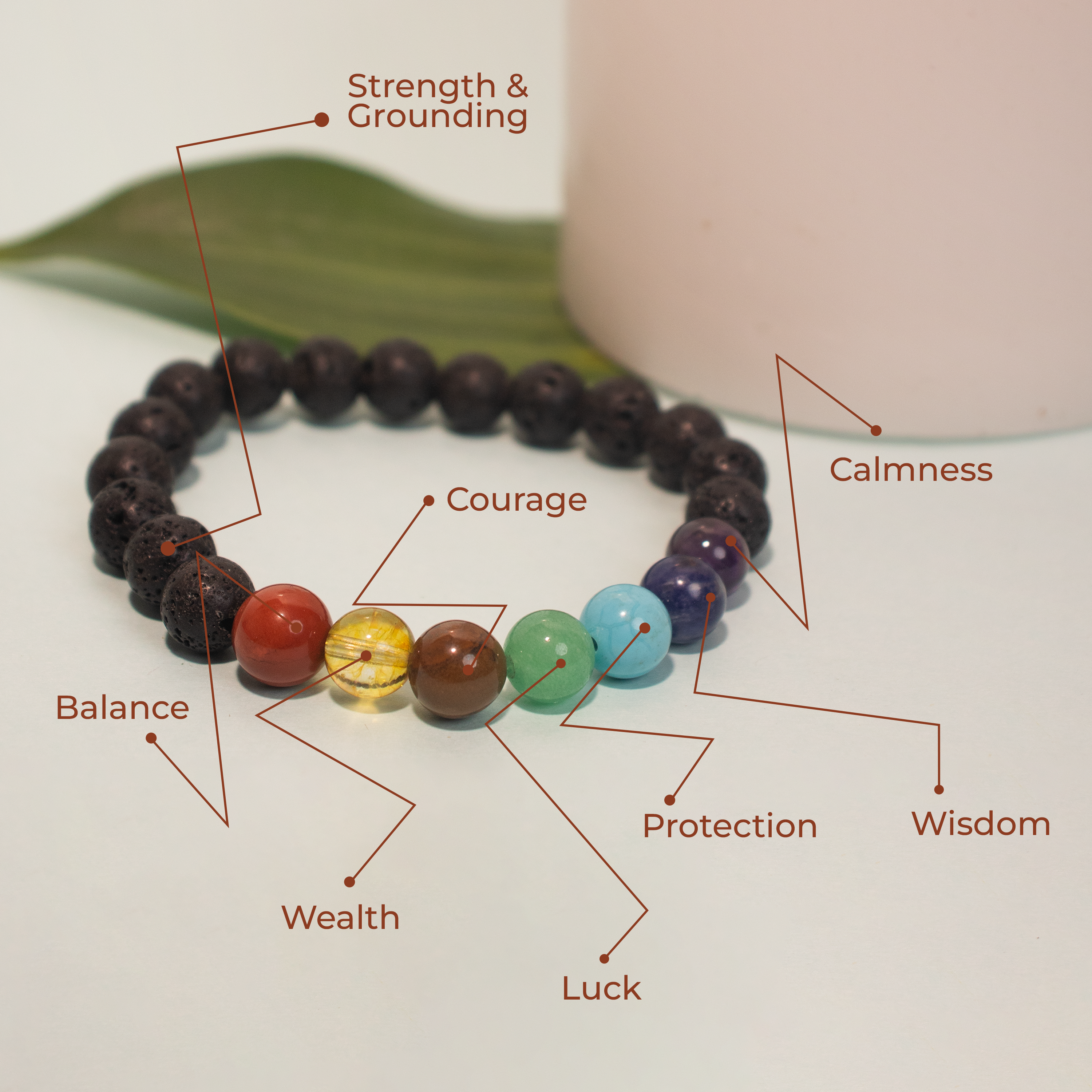 7-Chakra Lava Healing Bracelet