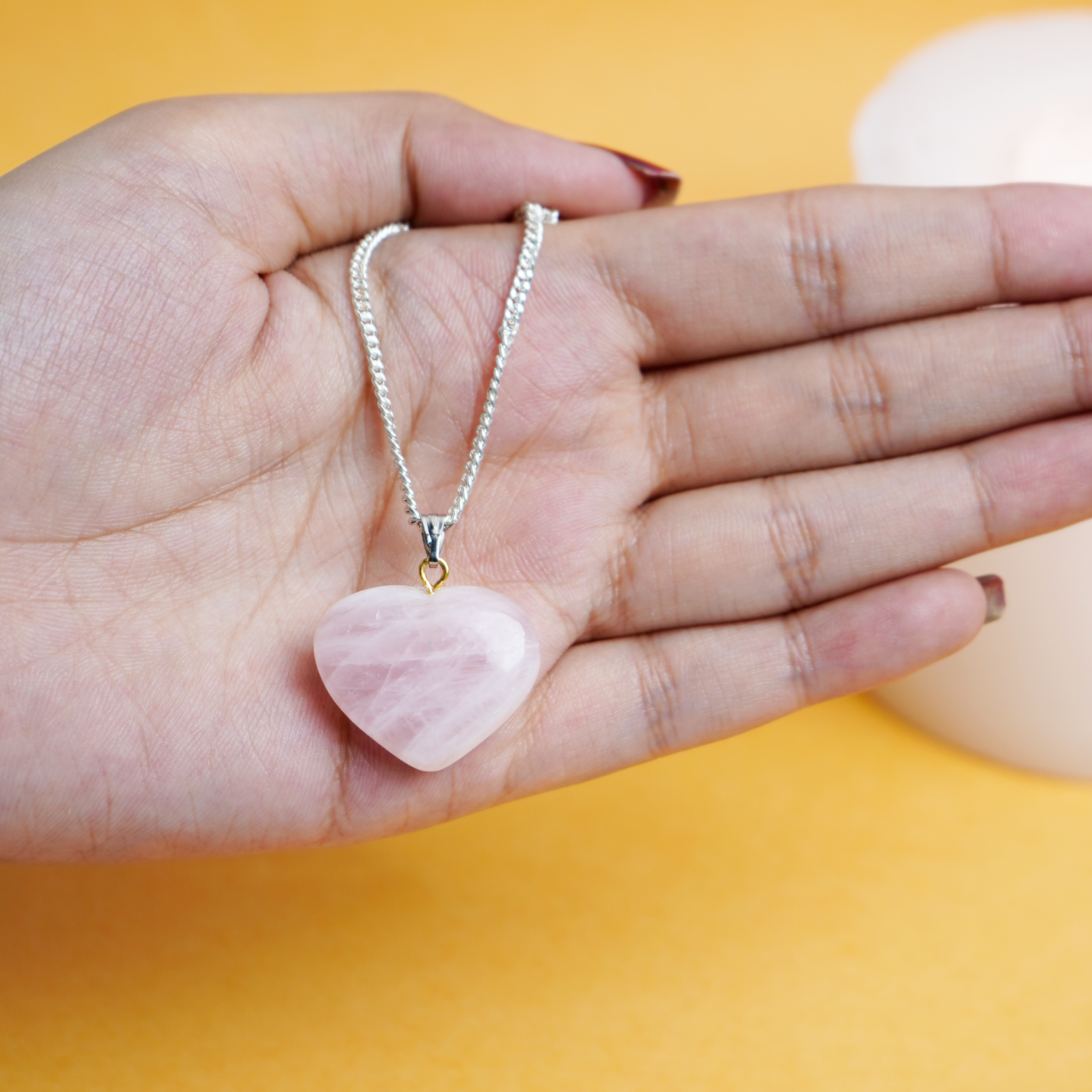 Natural Rose Quartz Heart Shape Pendant – Stone of Love & Harmony
