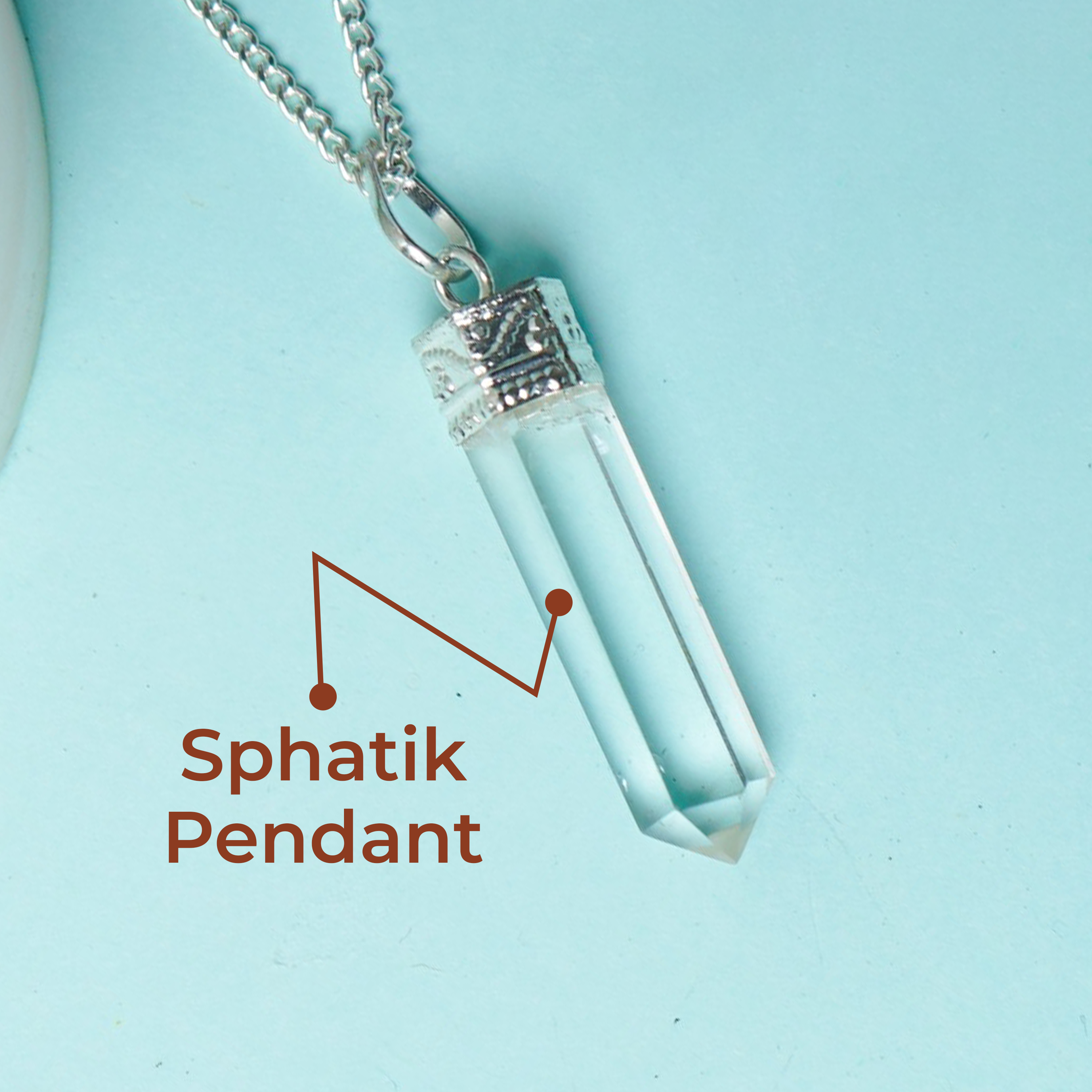 Natural Clear Quartz (Sphatik) Pendant