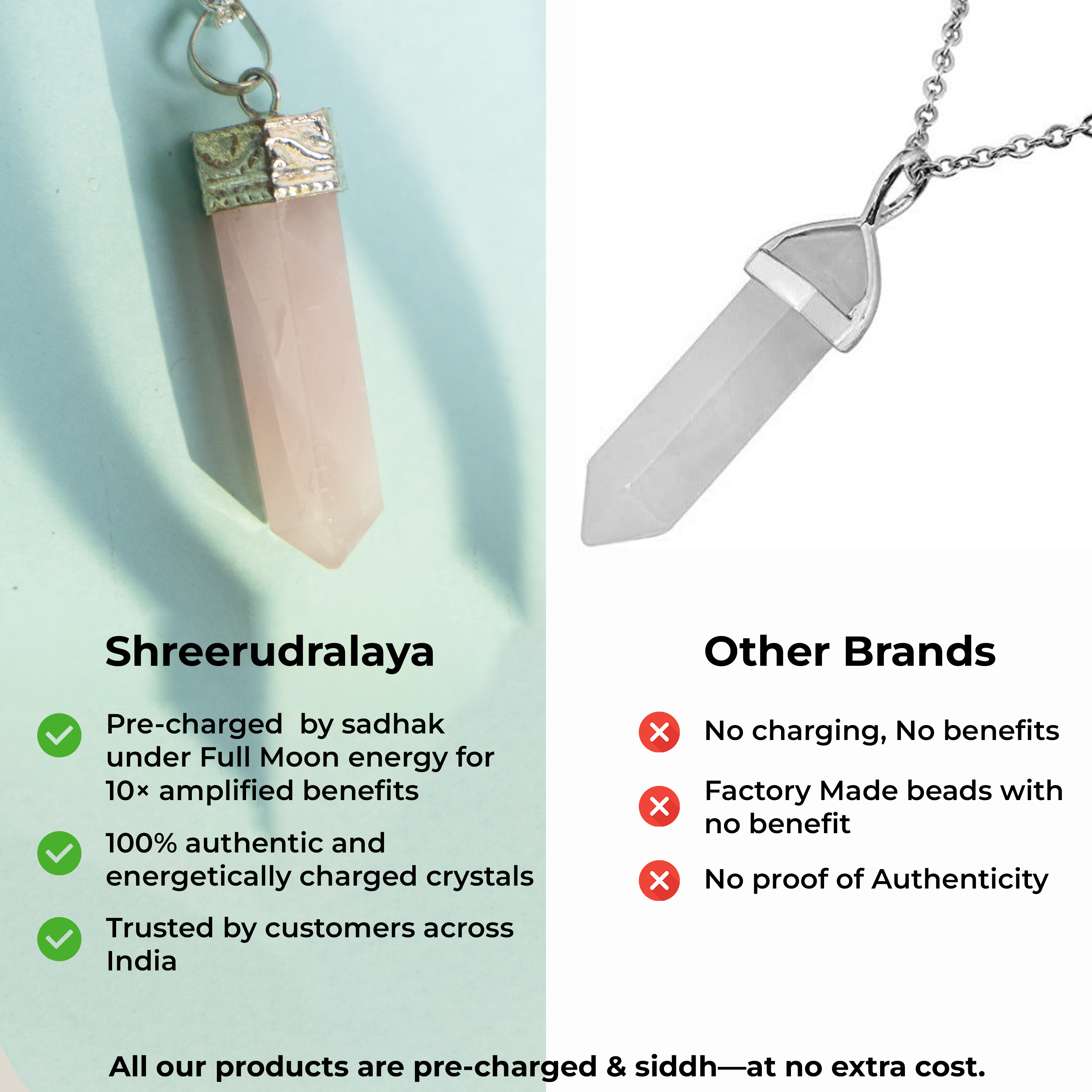 Natural Rose Quartz Pendant | Healing Crystal Necklace