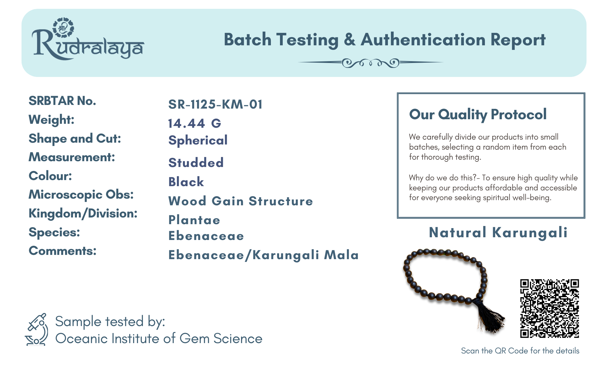 Natural Ebony (Karungali) Hand Mala | Sumarni Mala for Meditation