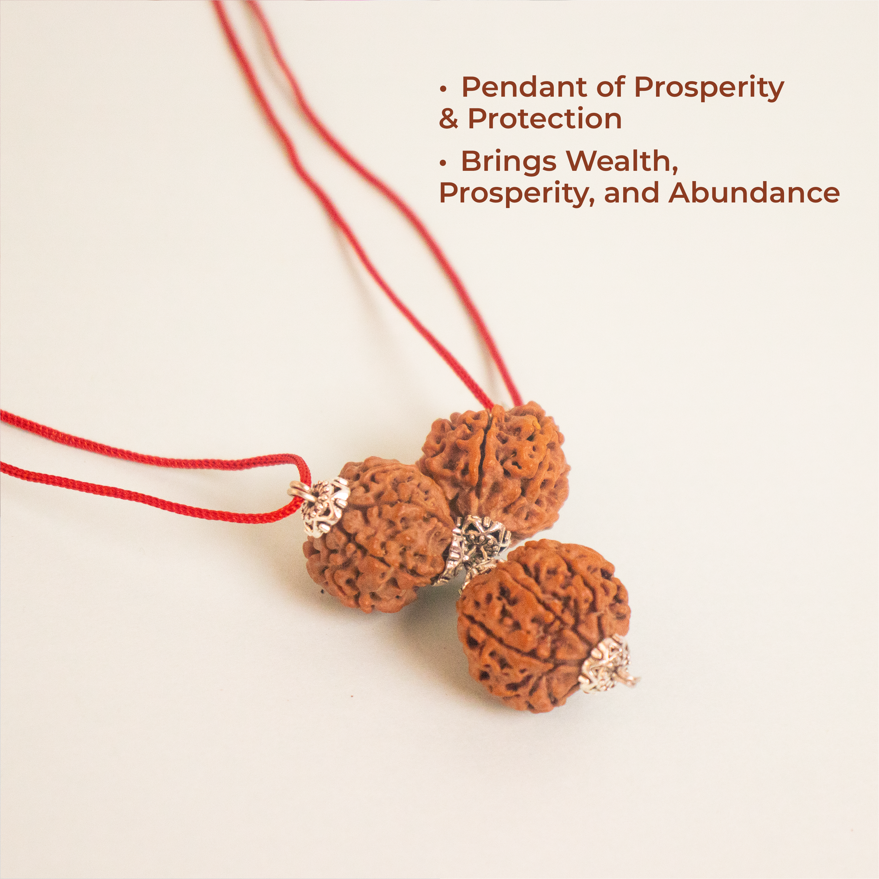 Mahalaxmi Kartikeya Pendant – 2 Seven Mukhi & 1 Six Mukhi Rudraksha