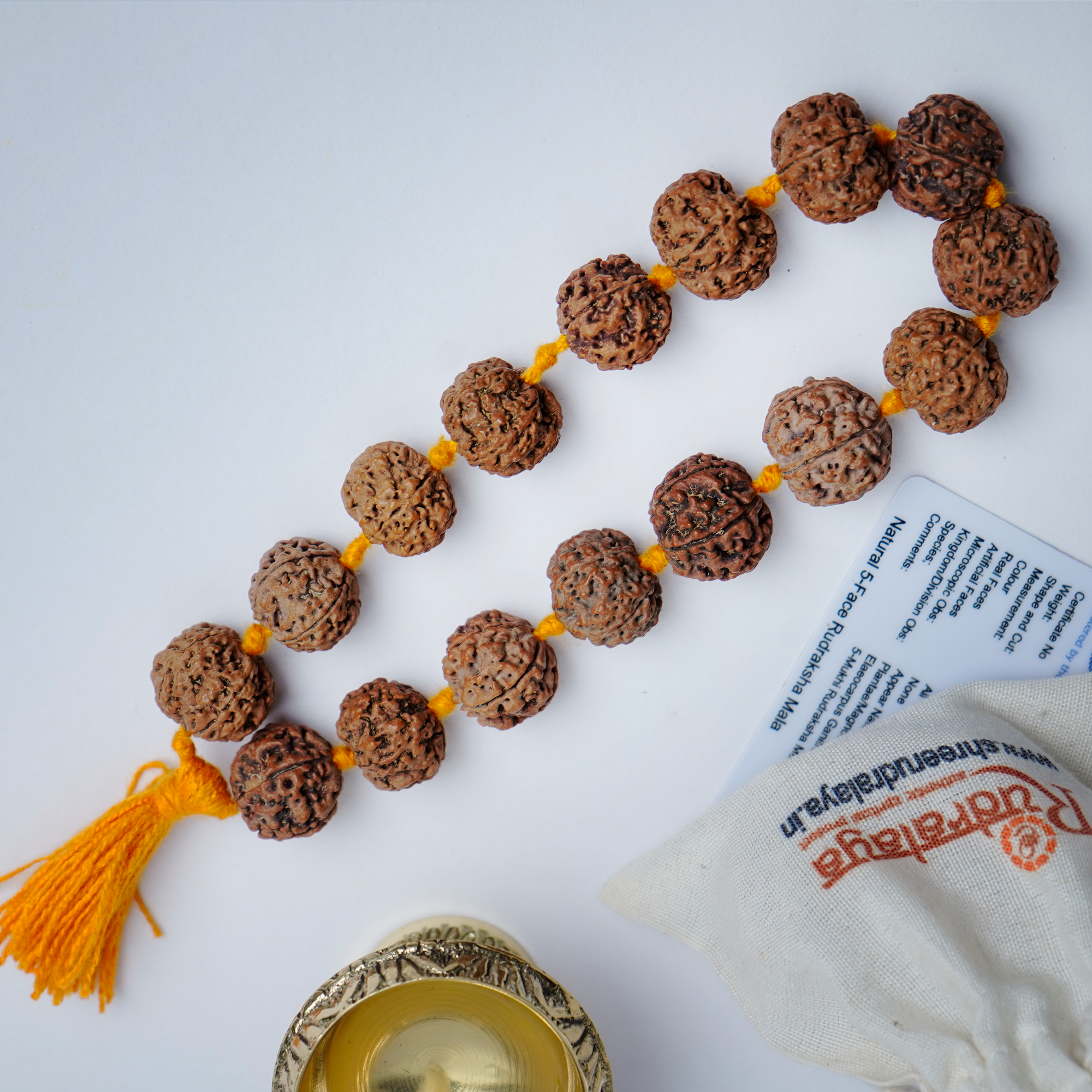 Natural 5 Mukhi Rudraksha Hand Mala | Sumrani Mala for Meditation, Japa & Prayer