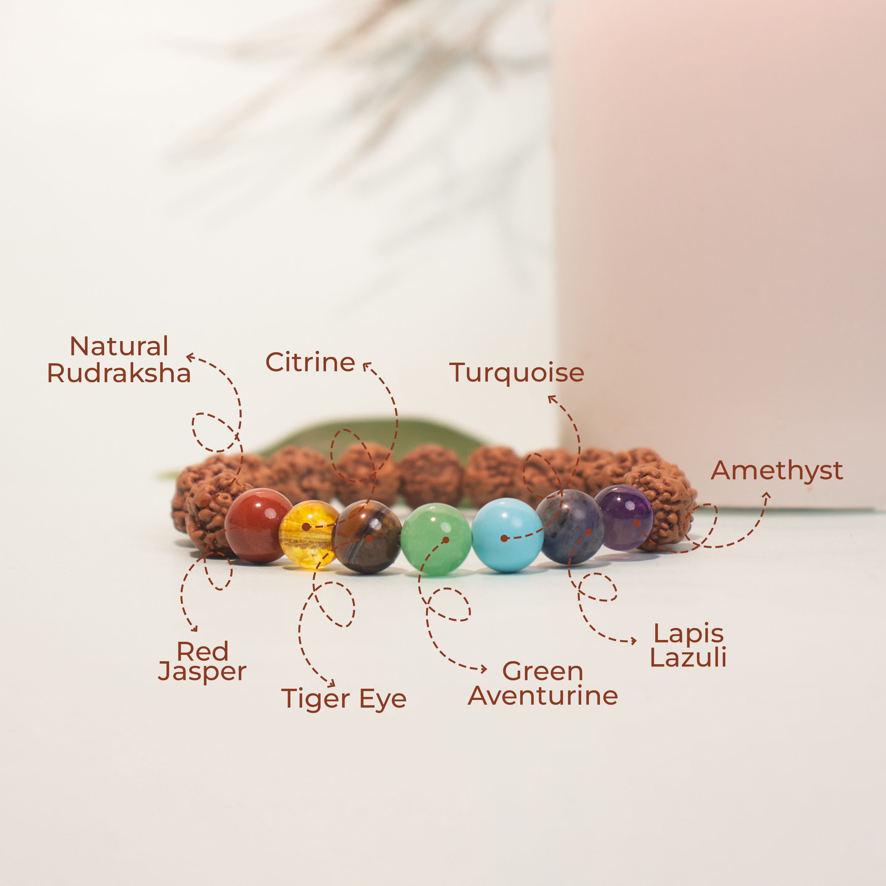 Natural Rudraksha with 7 Chakra Bracelet