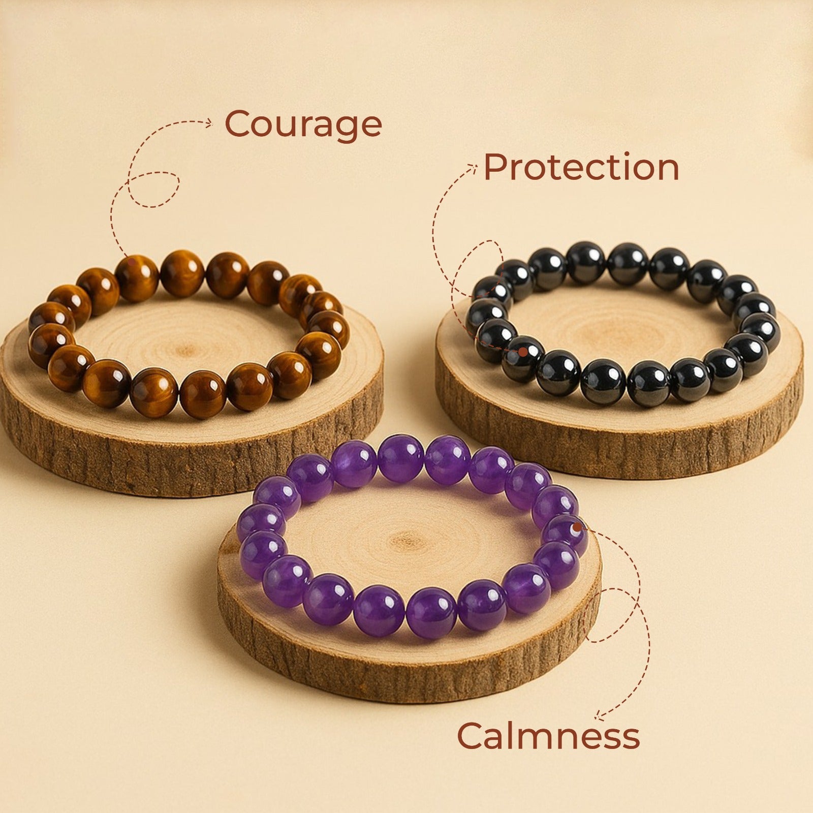 Divine Evil Eye Protection Kit - Tiger Eye, Hematite & Amethyst Bracelet Combo