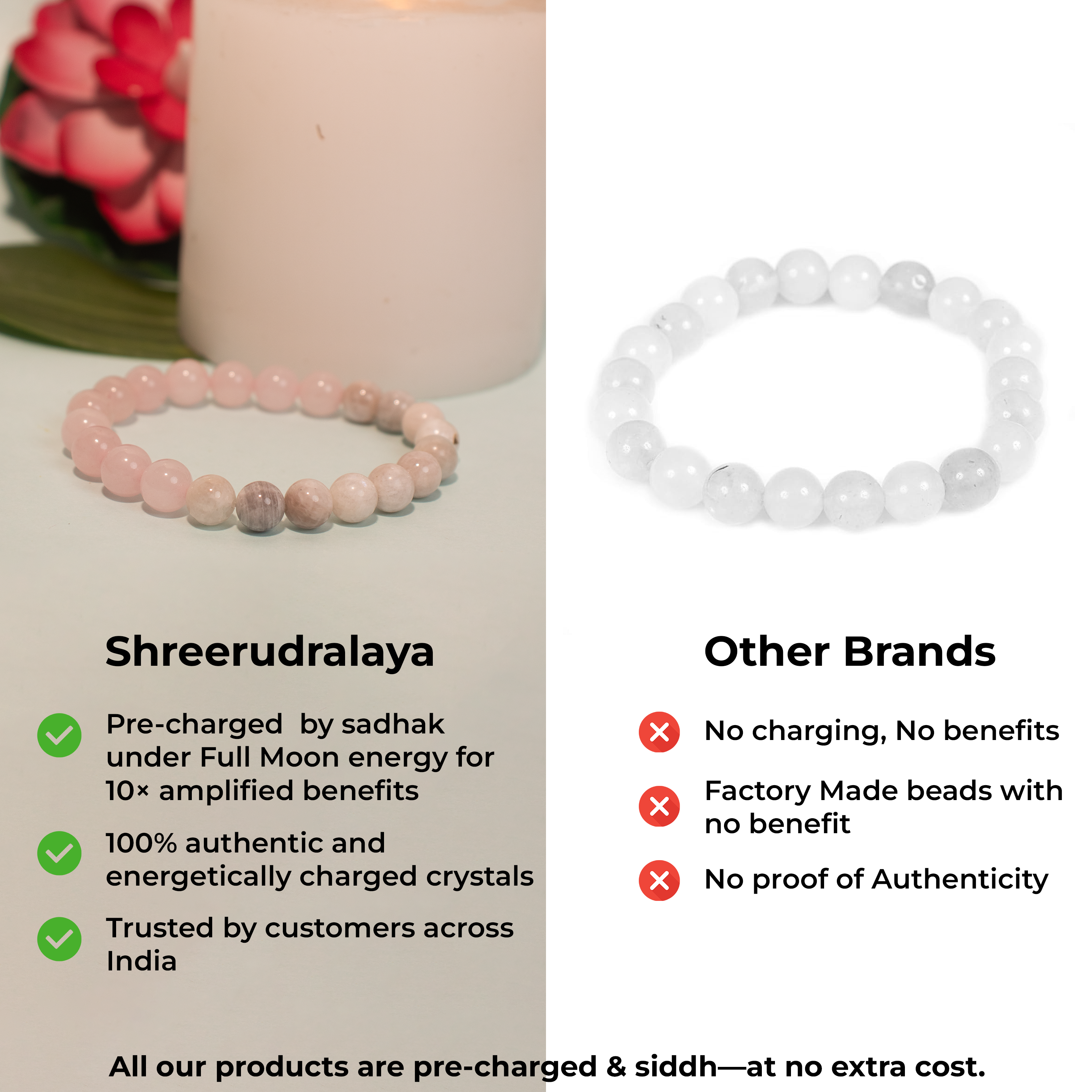 Moonstone & Natural Rose Quartz Bracelet