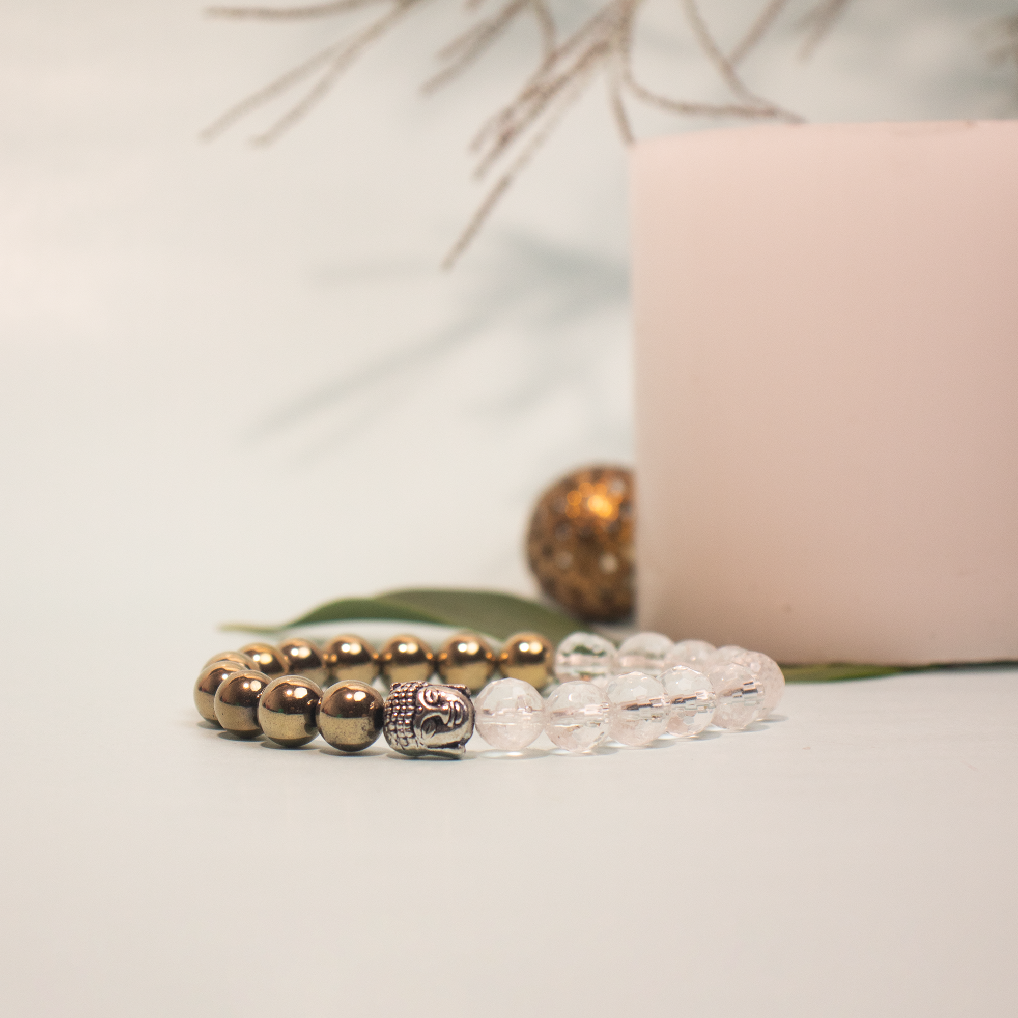 Golden Hematite & Sphatik Bracelet