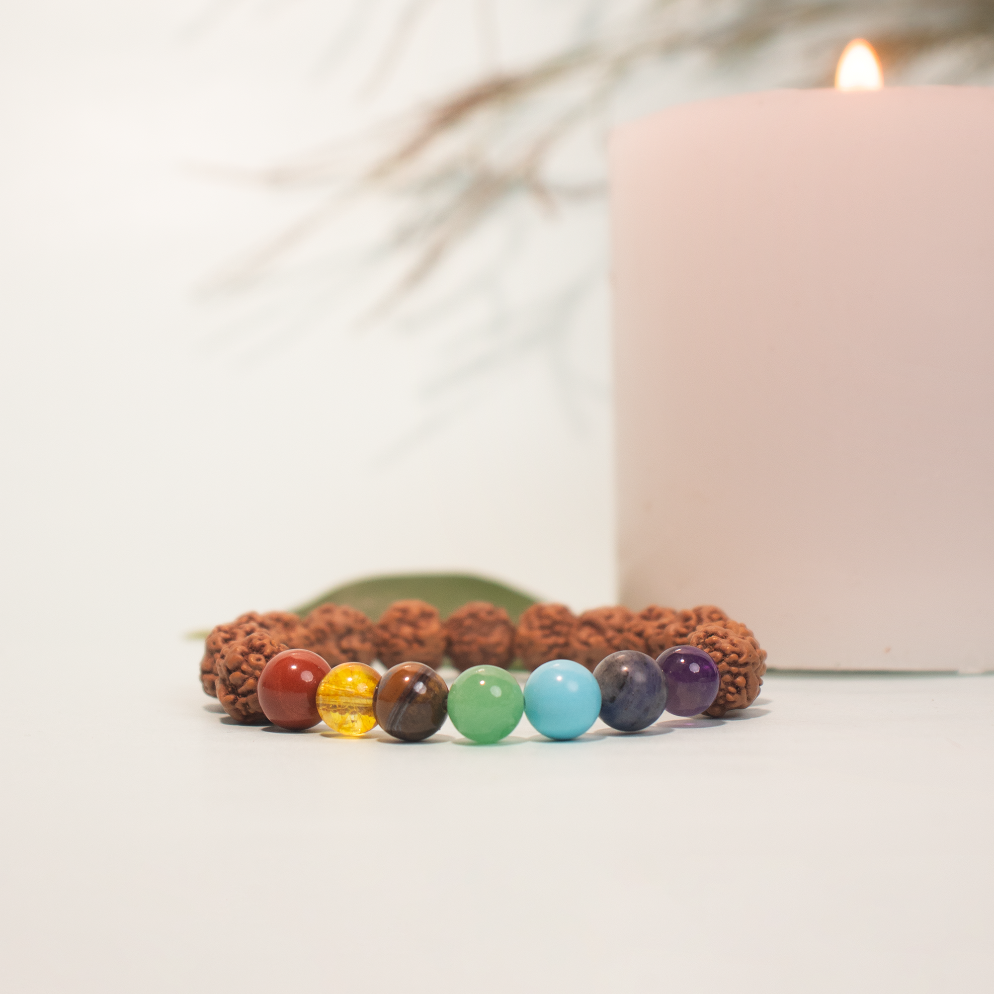Natural Rudraksha with 7 Chakra Bracelet