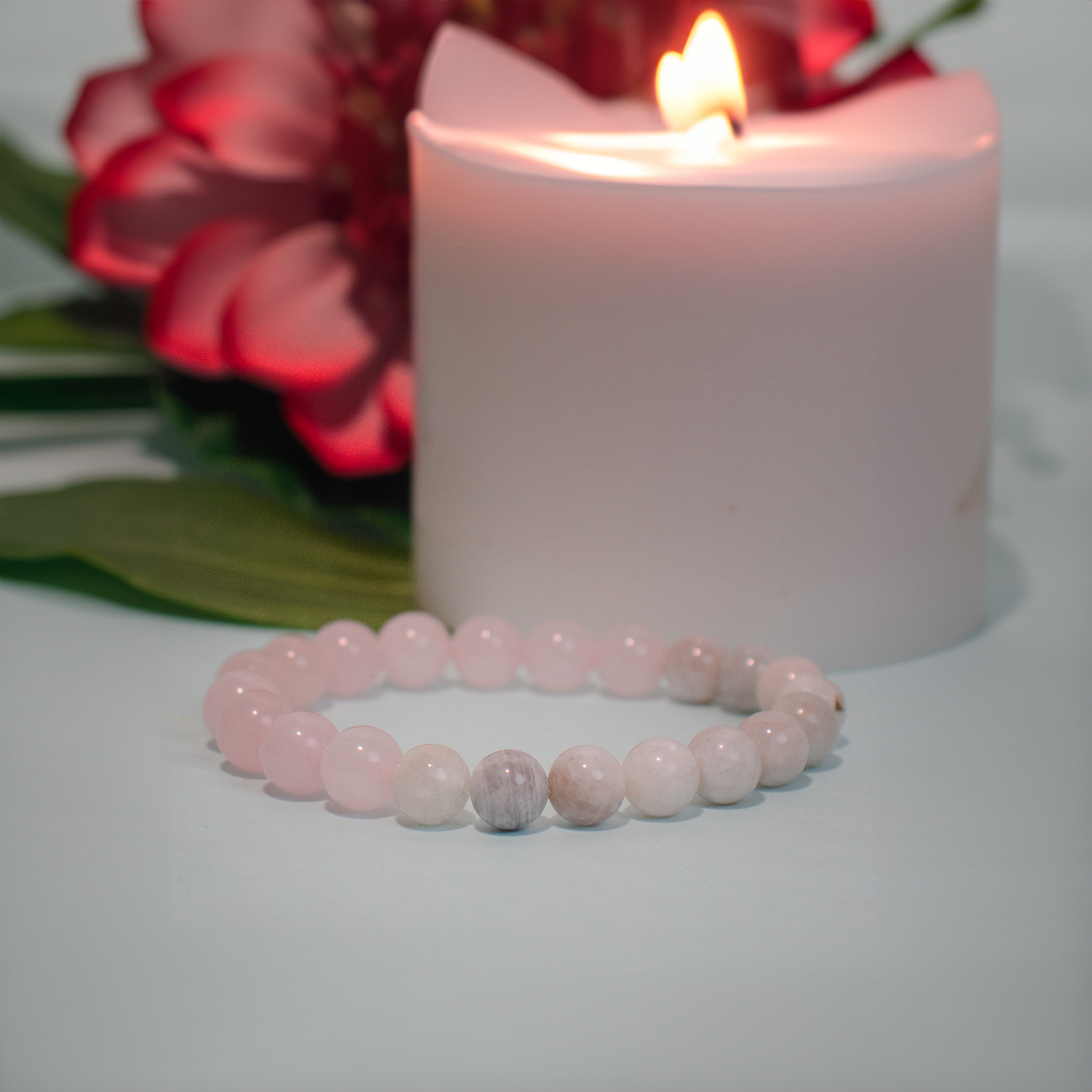 Moonstone & Natural Rose Quartz Bracelet