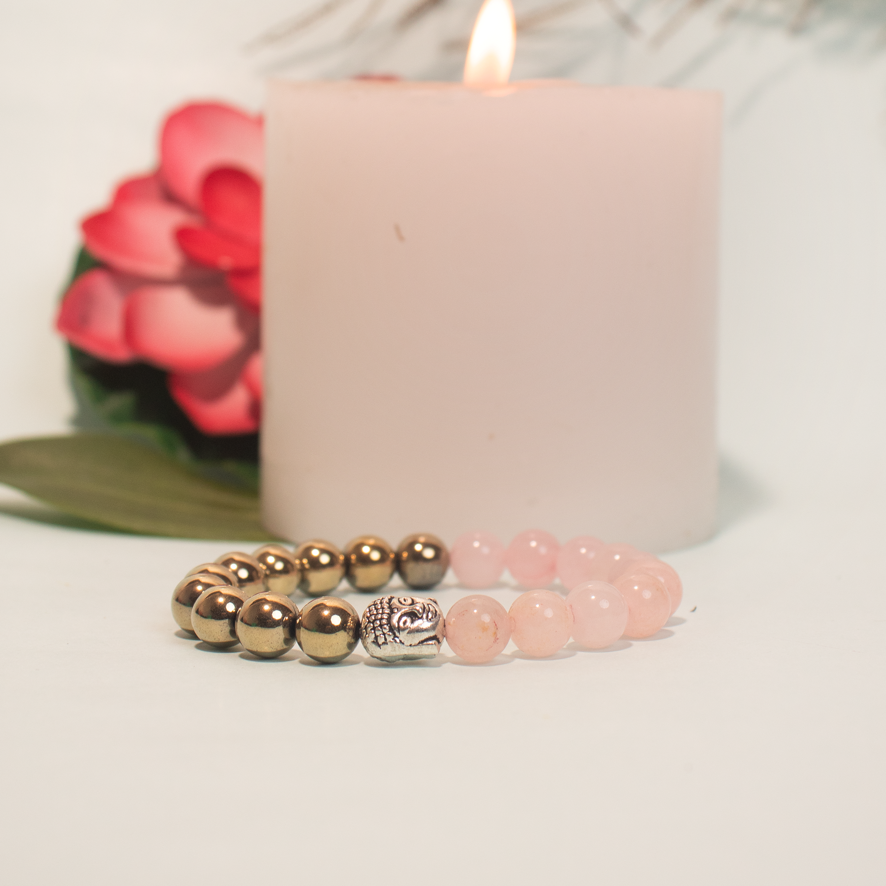 Golden Hematite & Rose Quartz Bracelet