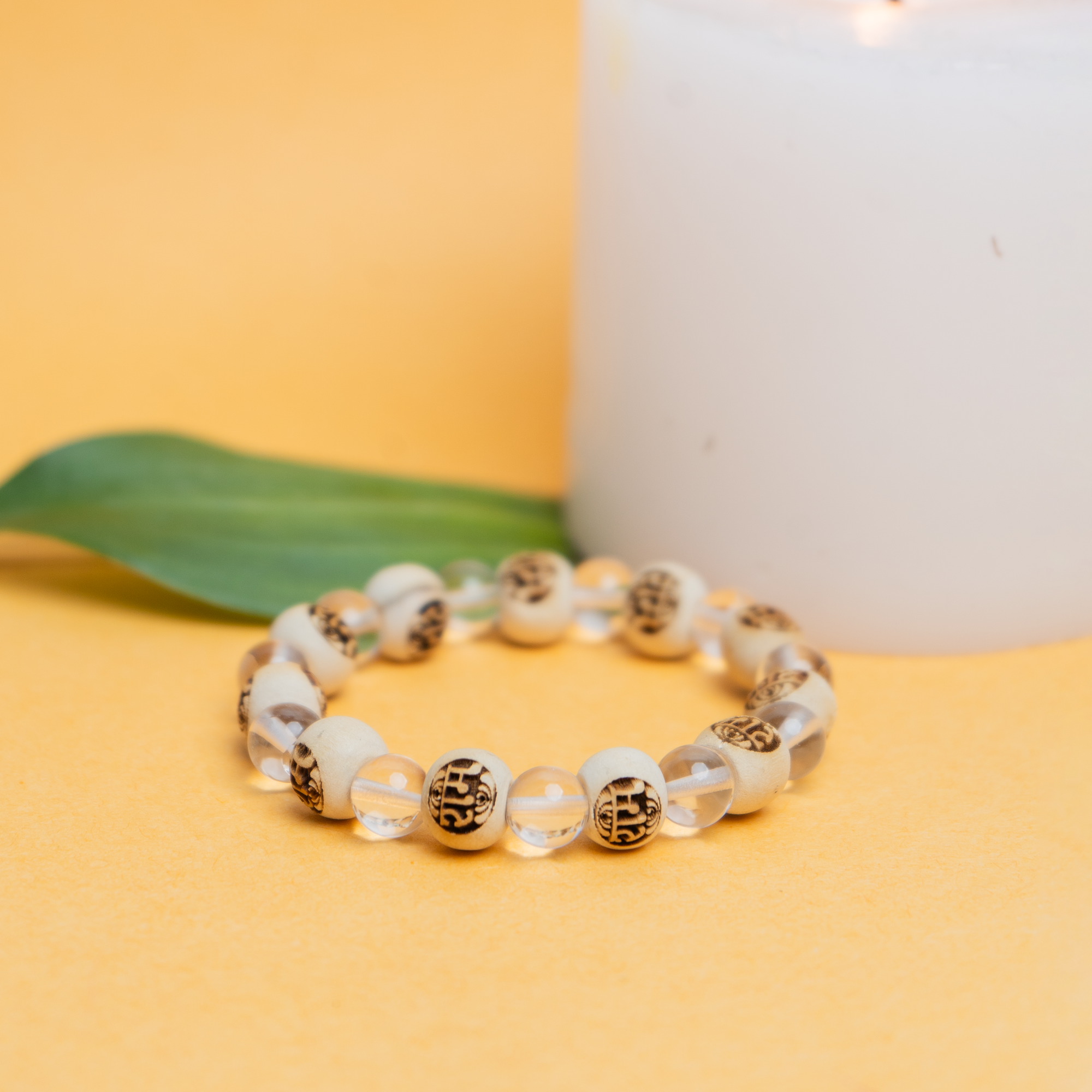 Natural Raam Wood & Clear Quartz Healing Bracelet
