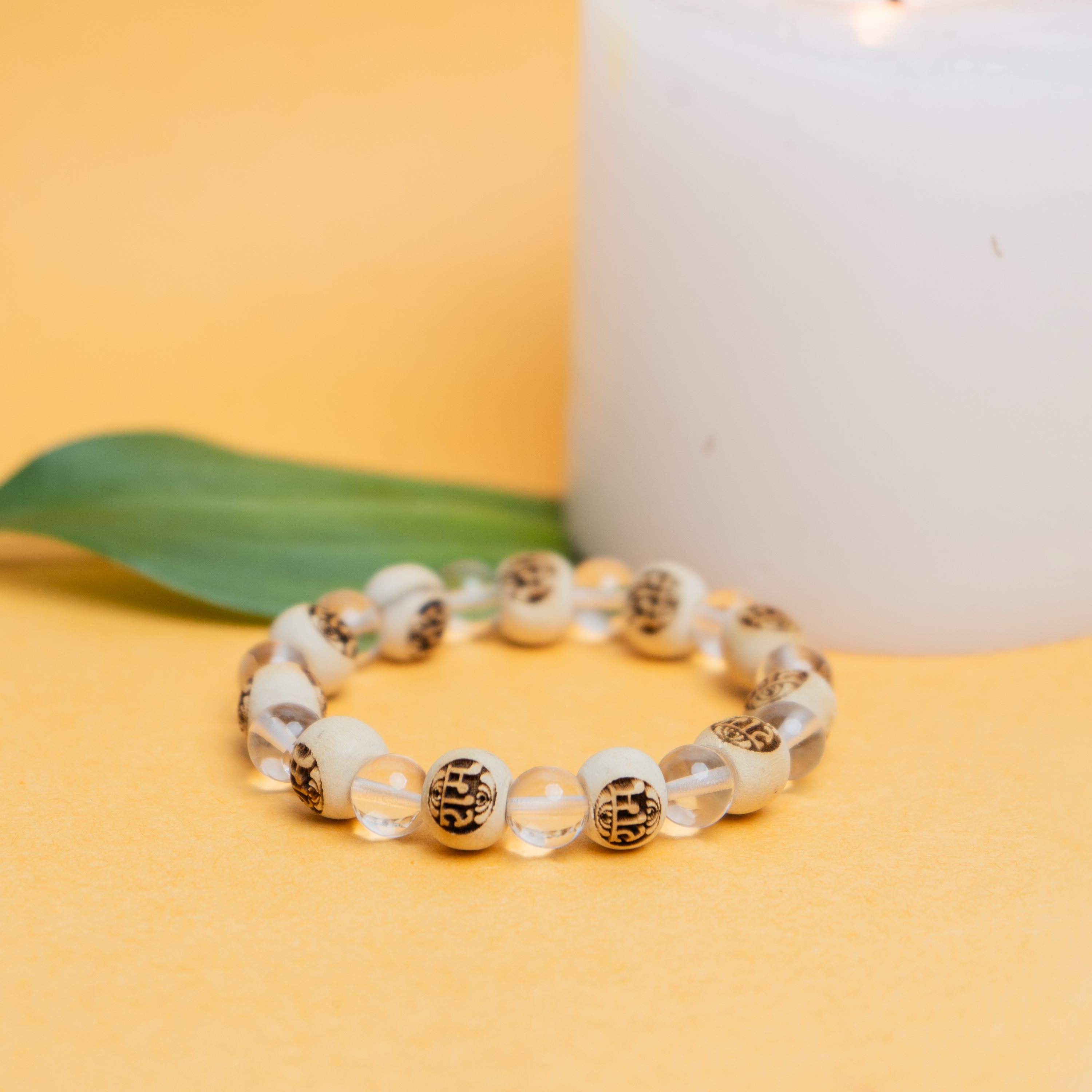 Natural Raam Wood & Clear Quartz Healing Bracelet