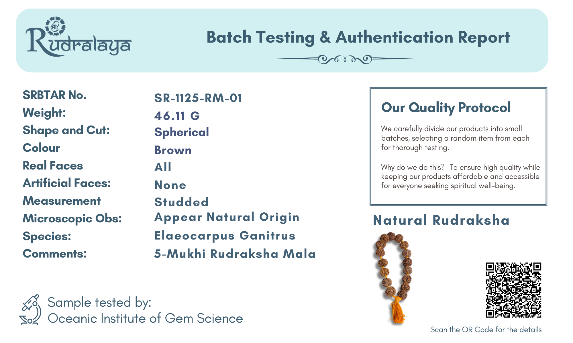 Natural 5 Mukhi Rudraksha Hand Mala | Sumrani Mala for Meditation, Japa & Prayer