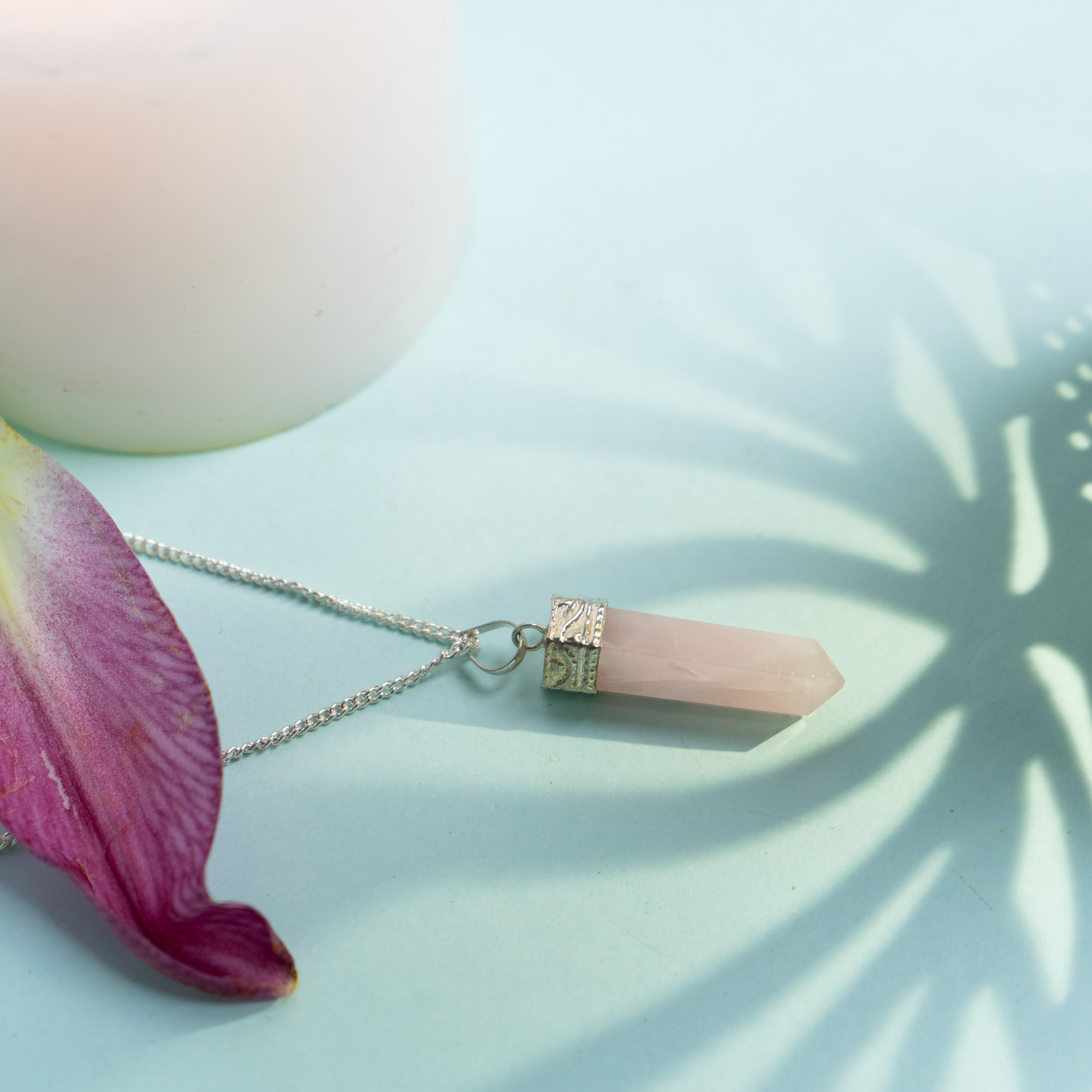 Natural Rose Quartz Pendant | Healing Crystal Necklace