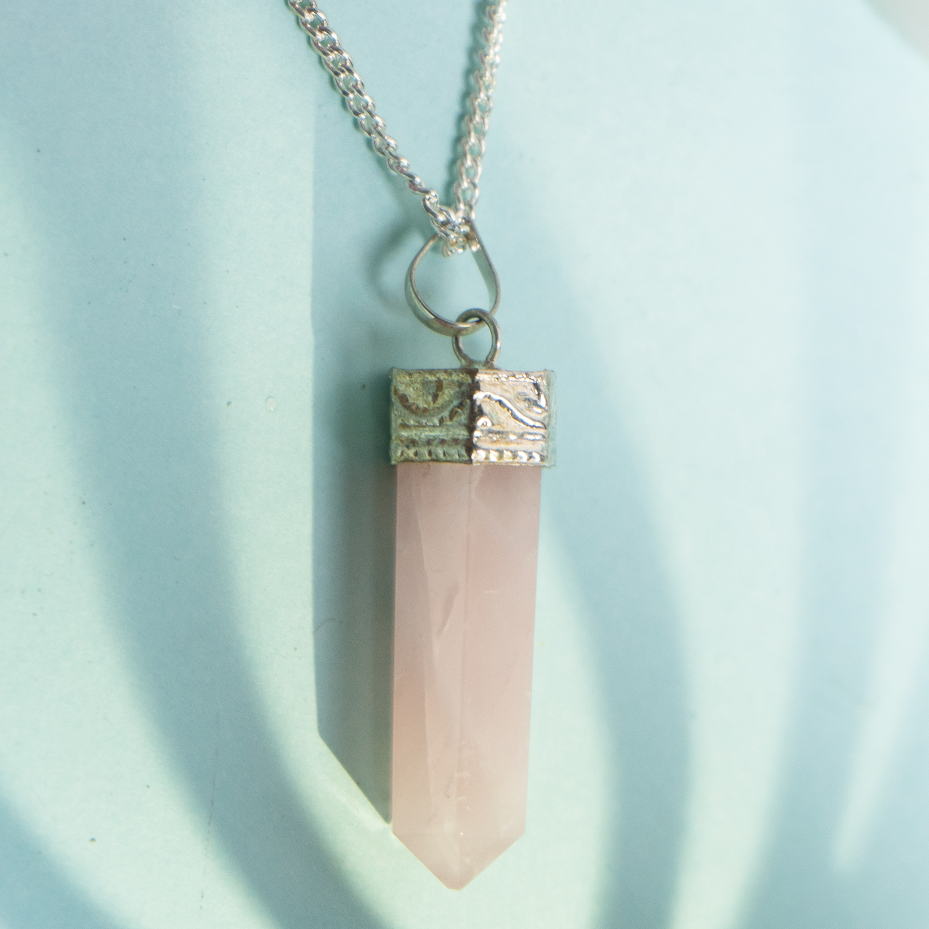 Natural Rose Quartz Pendant | Healing Crystal Necklace