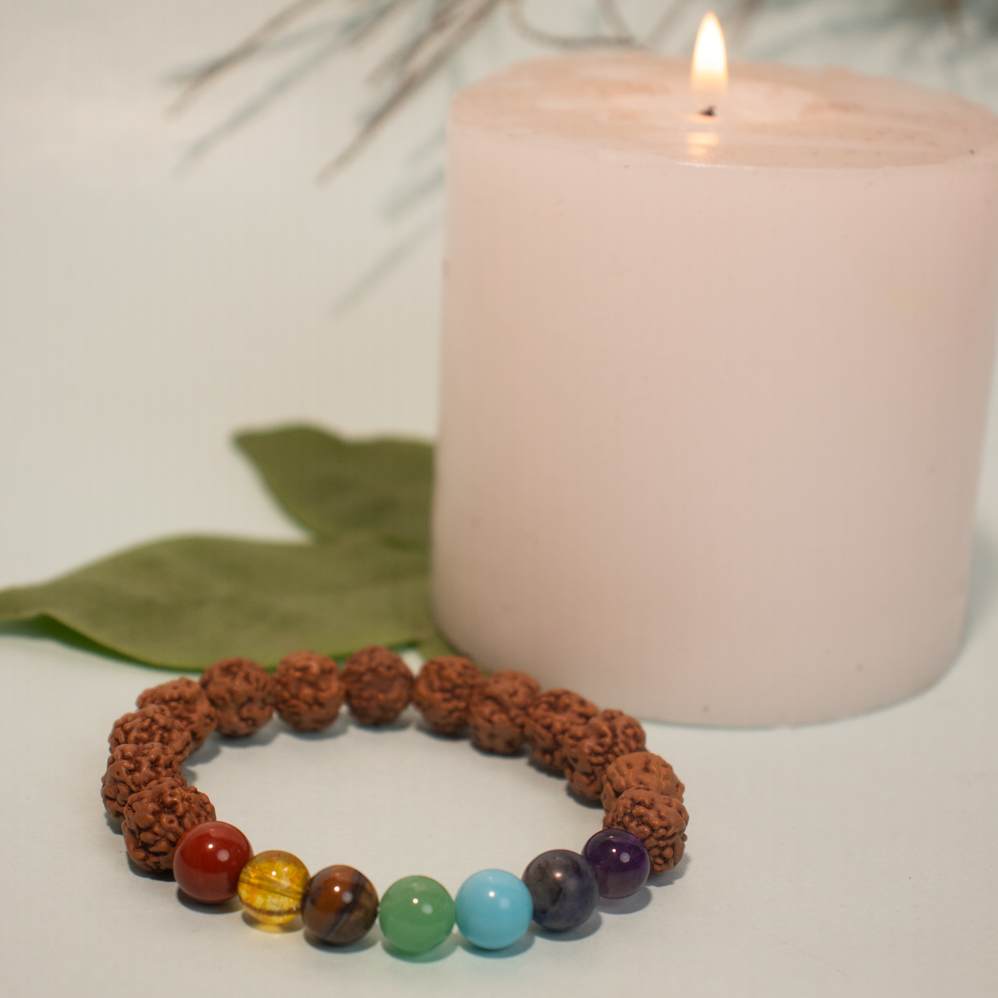 Natural Rudraksha with 7 Chakra Bracelet