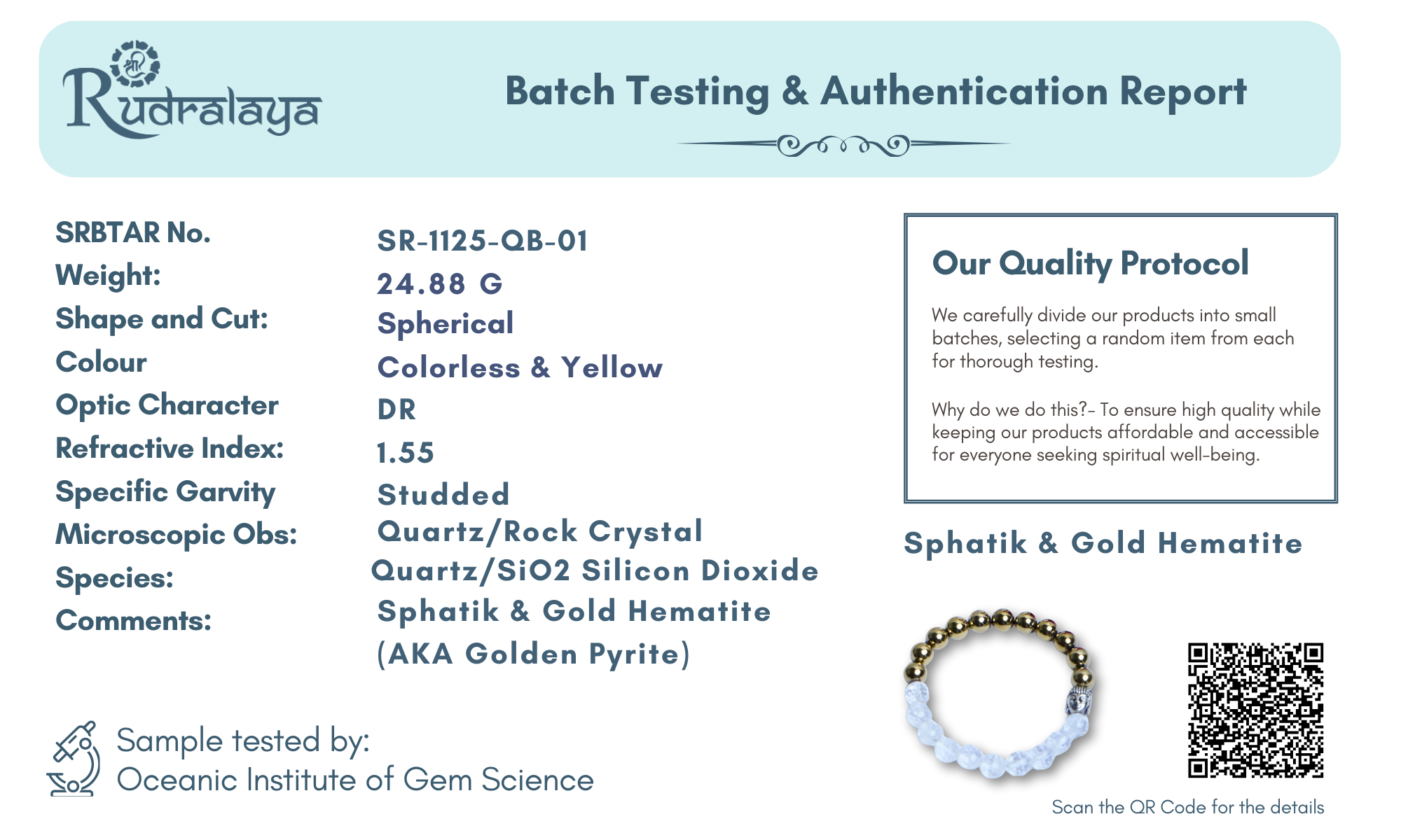 Golden Hematite & Sphatik Bracelet