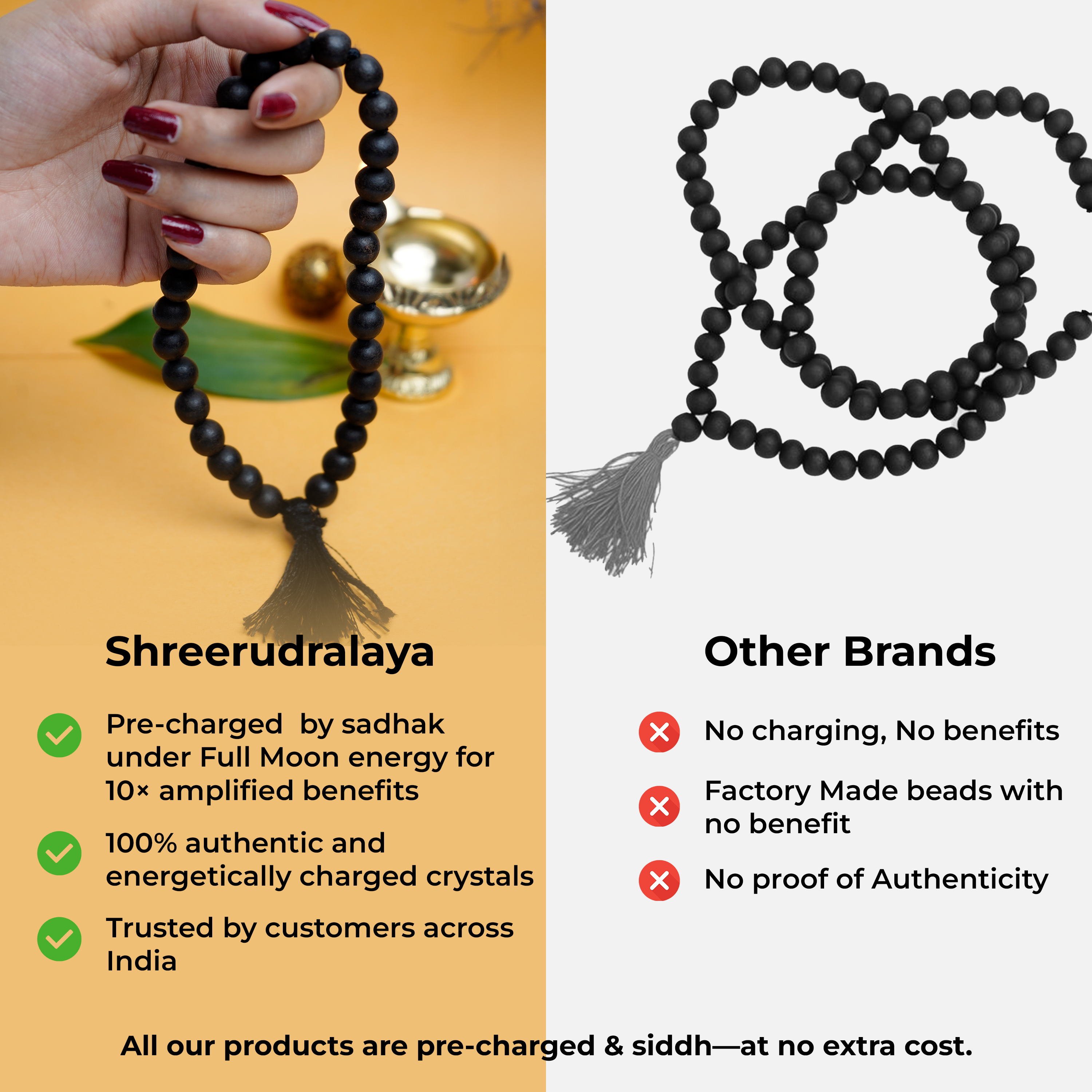 Natural Ebony (Karungali) Hand Mala | Sumarni Mala for Meditation