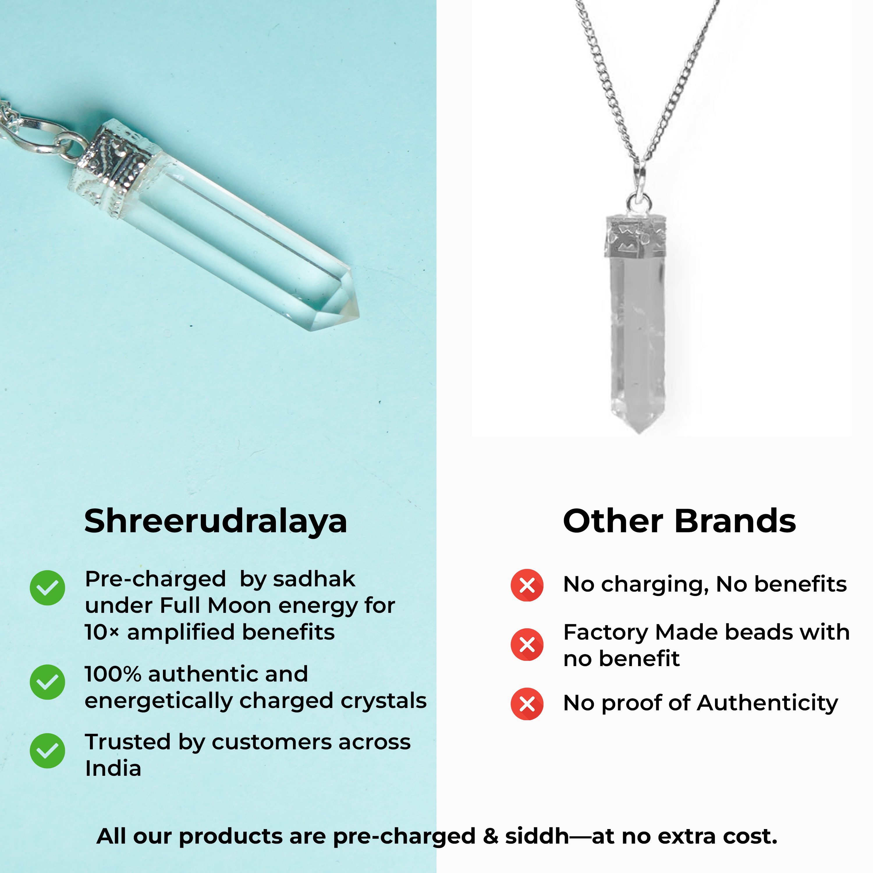 Natural Clear Quartz (Sphatik) Pendant