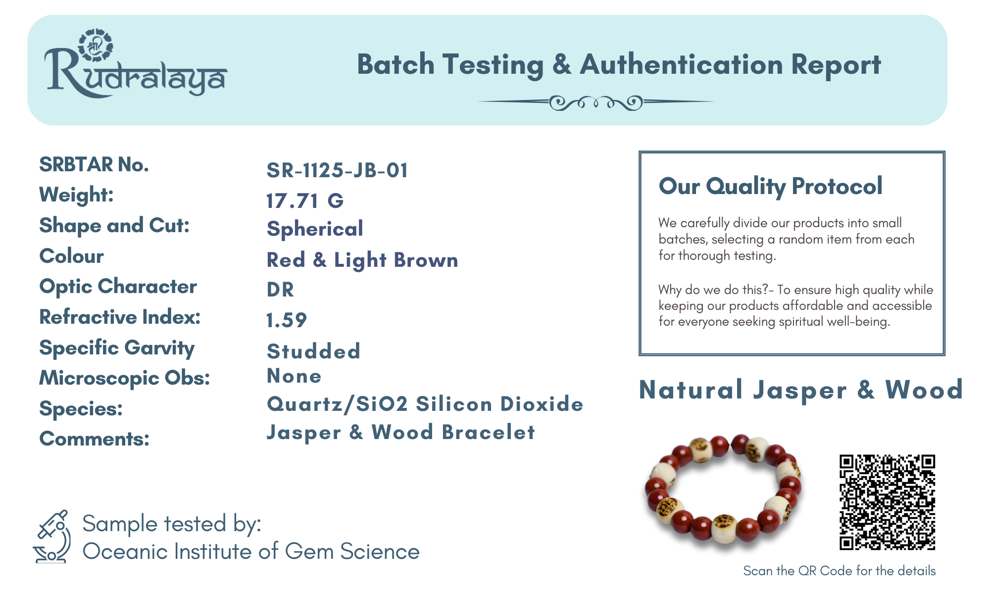Natural Jasper & Sacred Raam Wood Bracelet