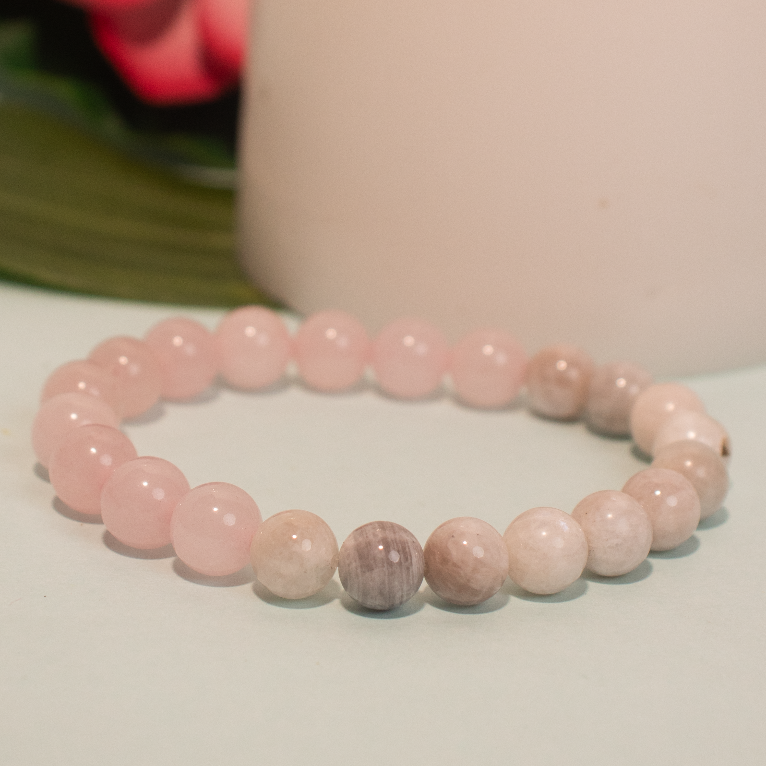 Moonstone & Natural Rose Quartz Bracelet