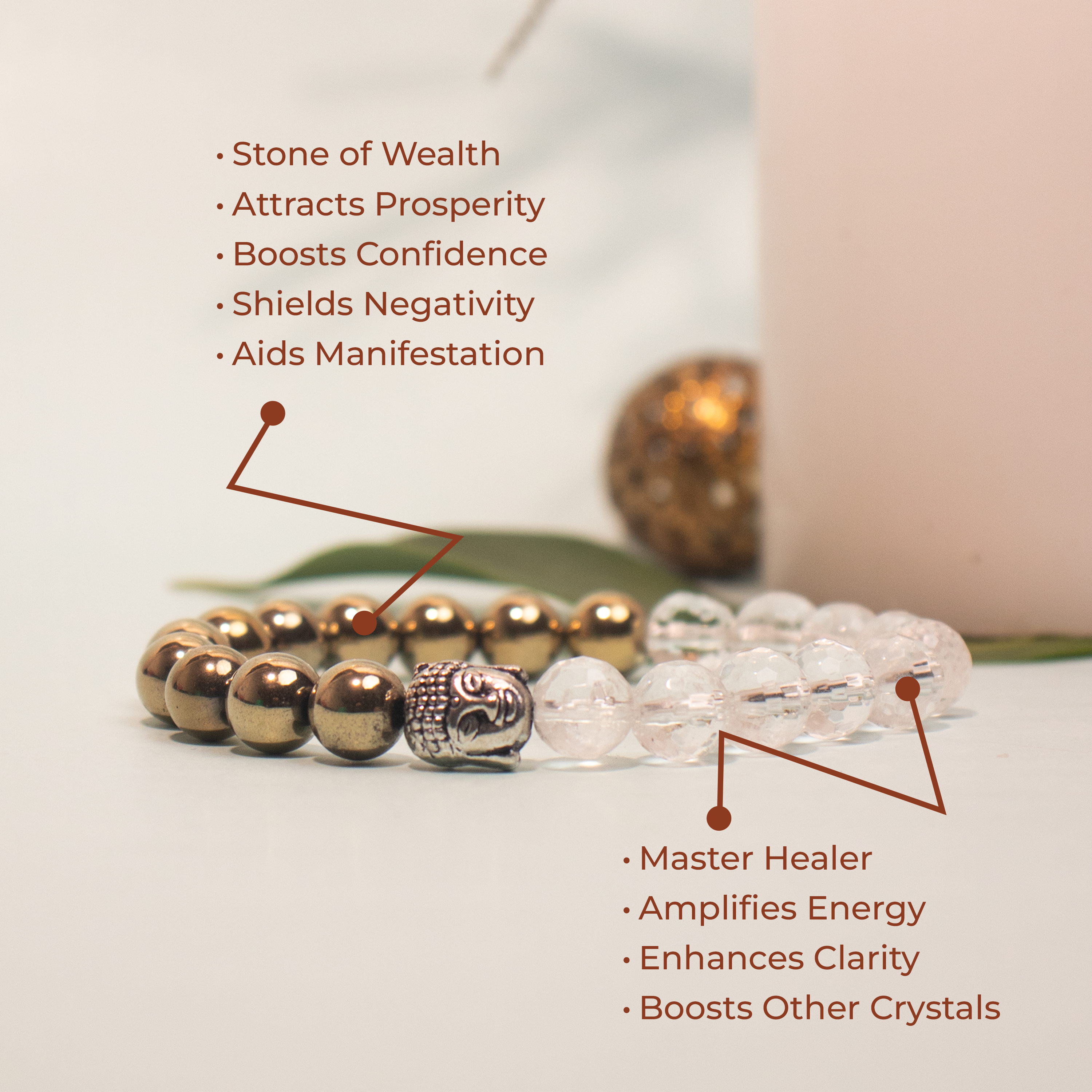 Golden Hematite & Sphatik Bracelet