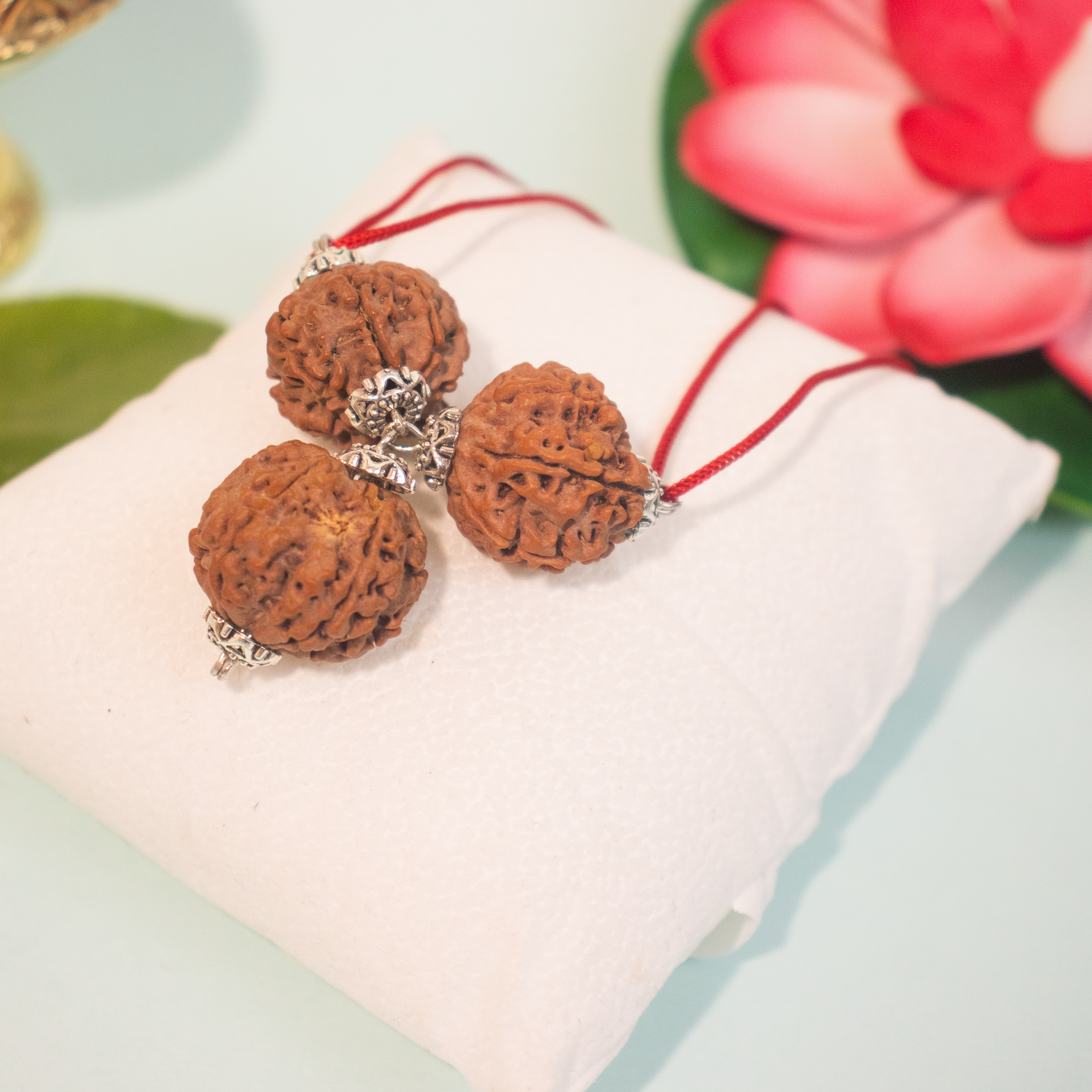 Mahalaxmi Kartikeya Pendant – 2 Seven Mukhi & 1 Six Mukhi Rudraksha