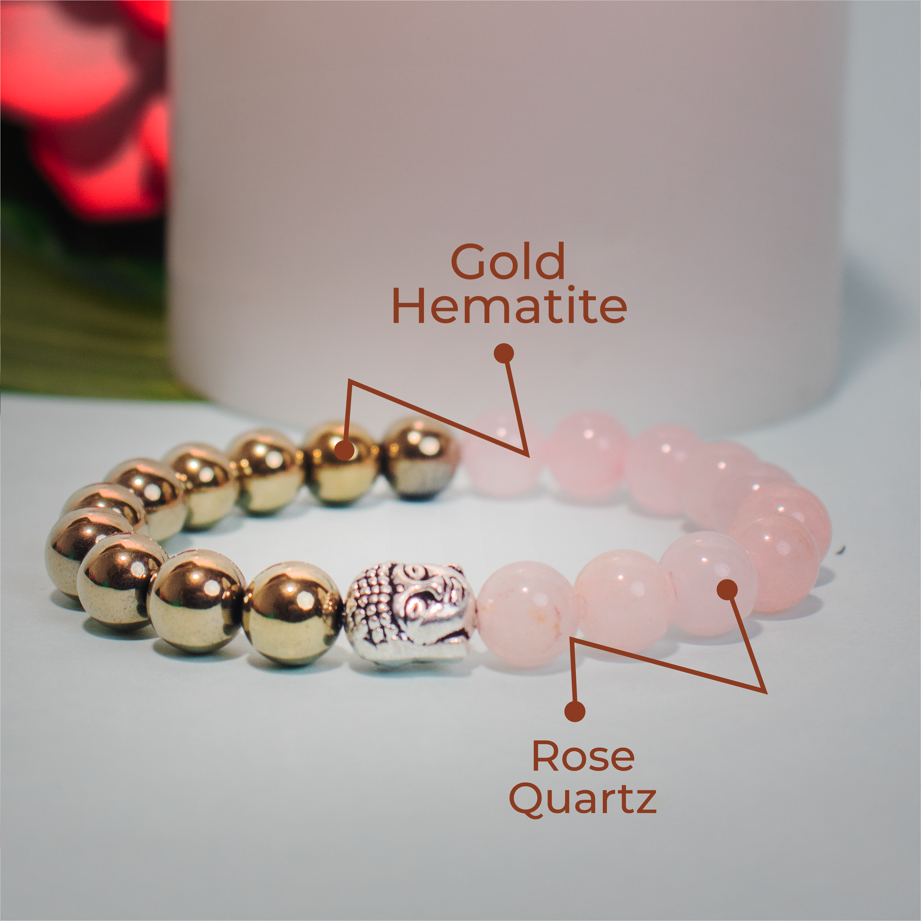 Golden Hematite & Rose Quartz Bracelet