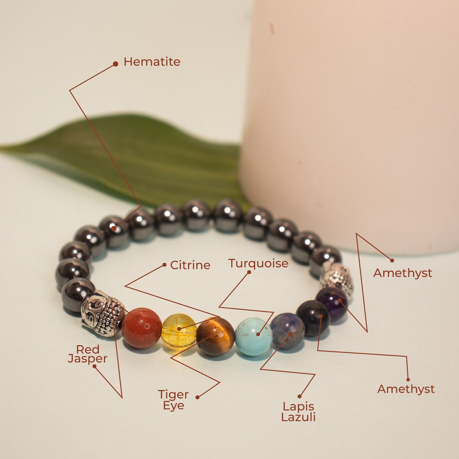 Natural Hematite with 7 Chakra Bracelet
