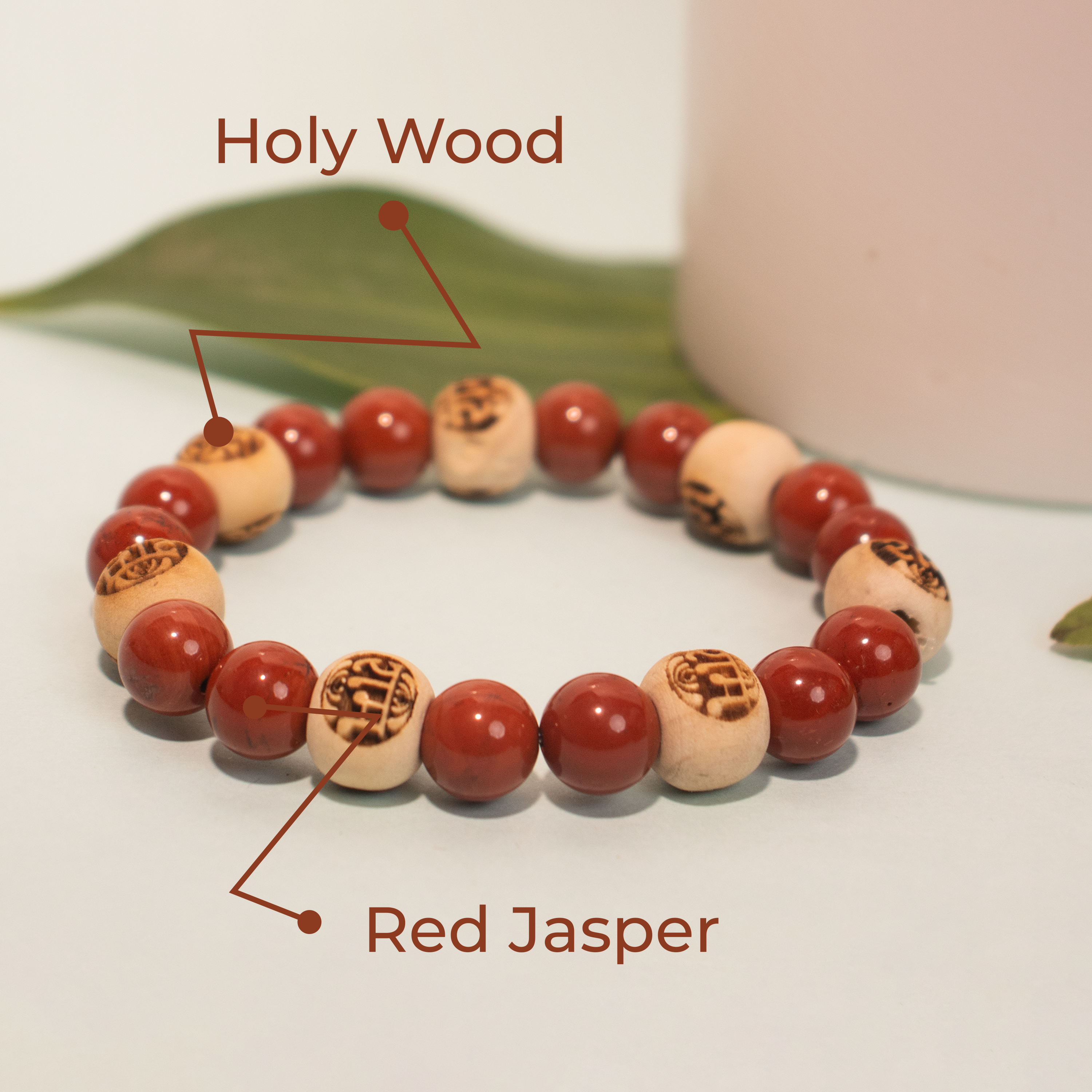 Natural Jasper & Sacred Raam Wood Bracelet
