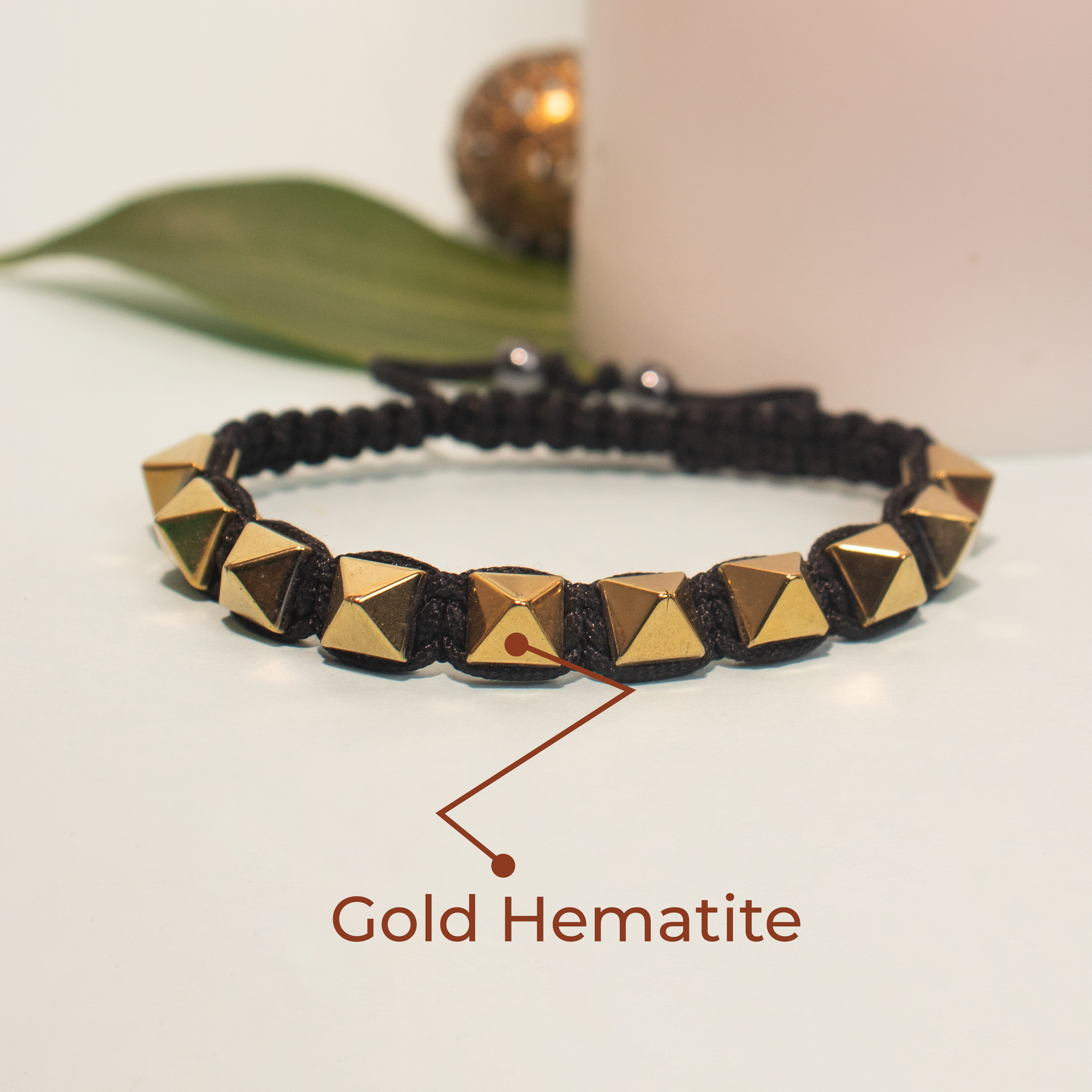 Pyramid Gold Hematite Adjustable Bracelet