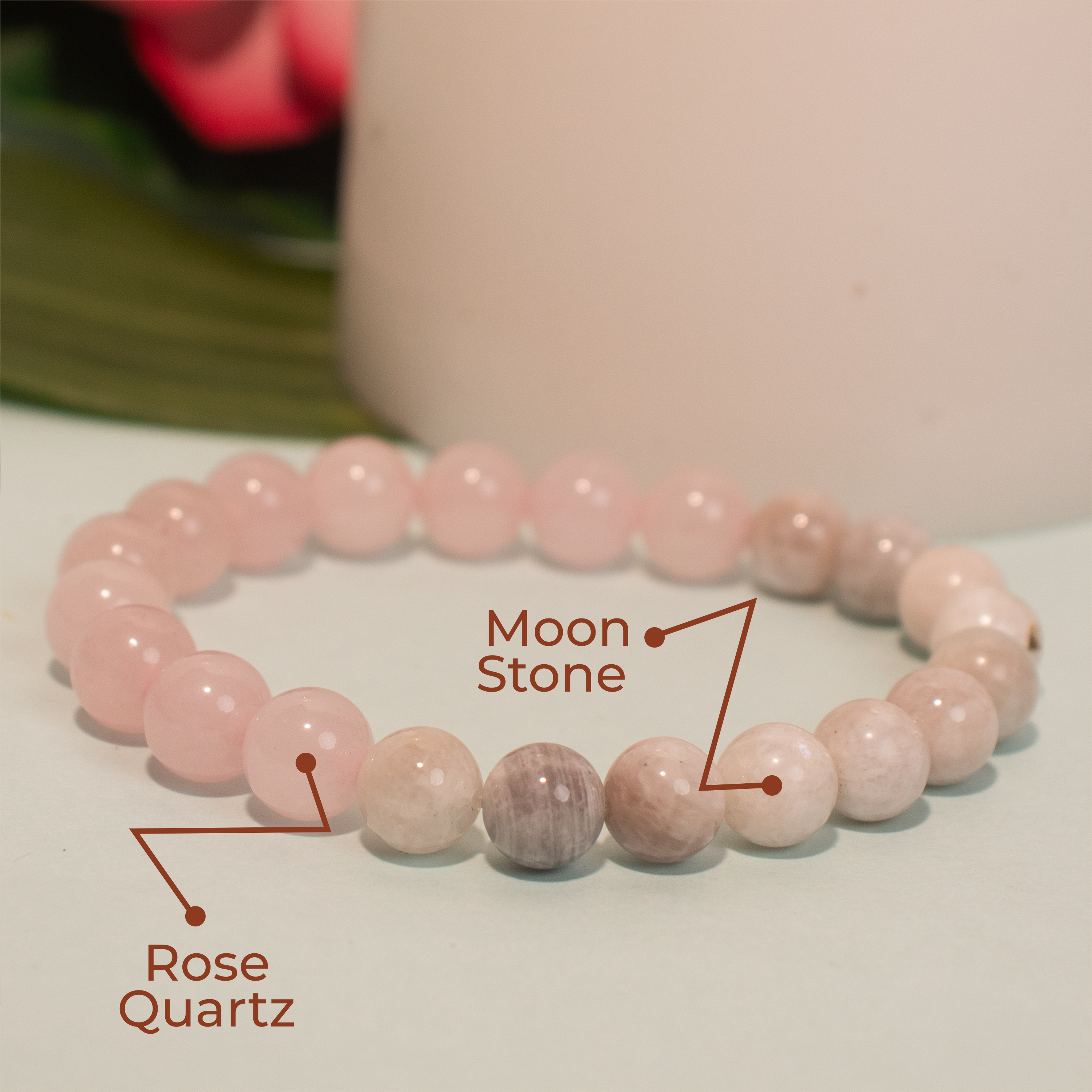 Moonstone & Natural Rose Quartz Bracelet