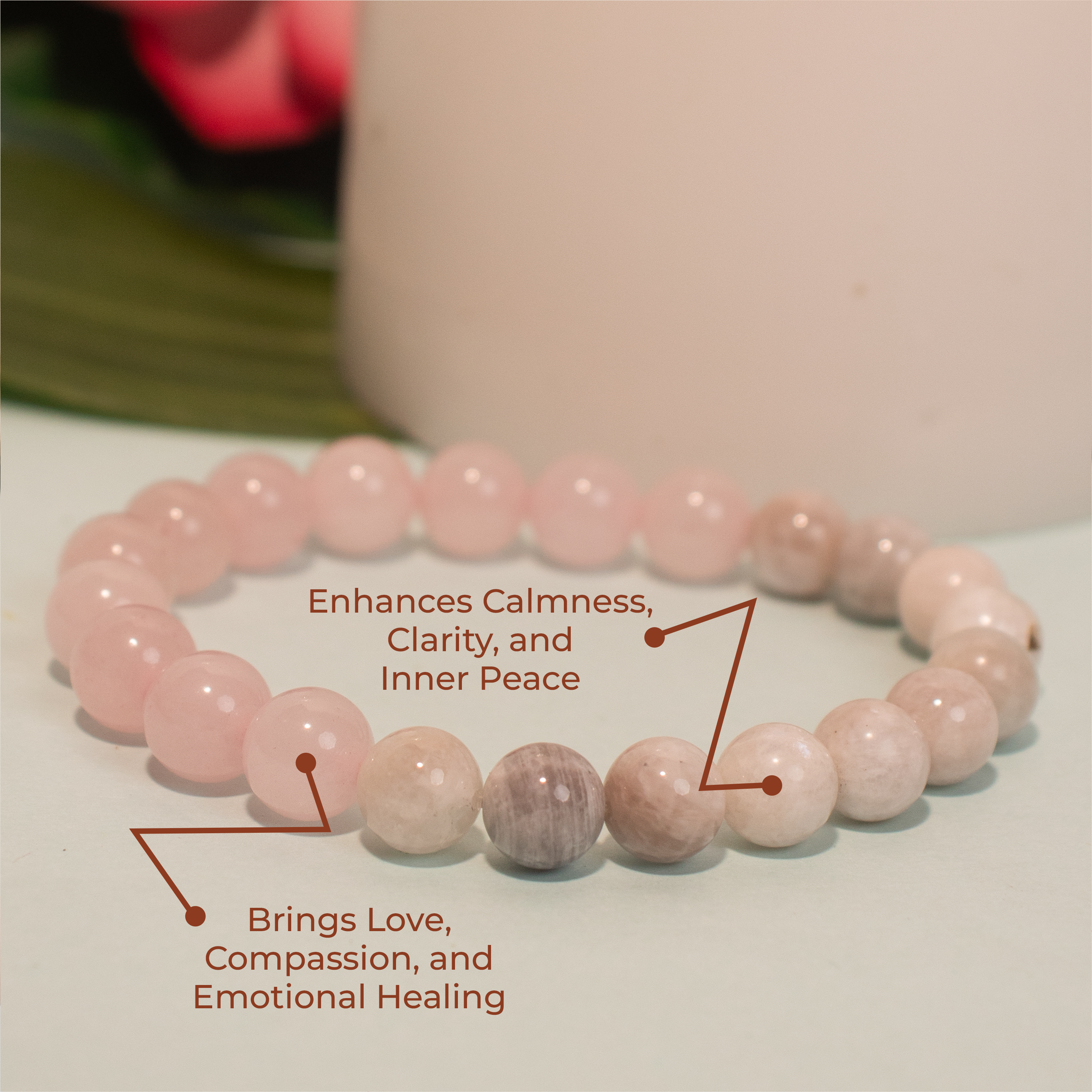 Moonstone & Natural Rose Quartz Bracelet