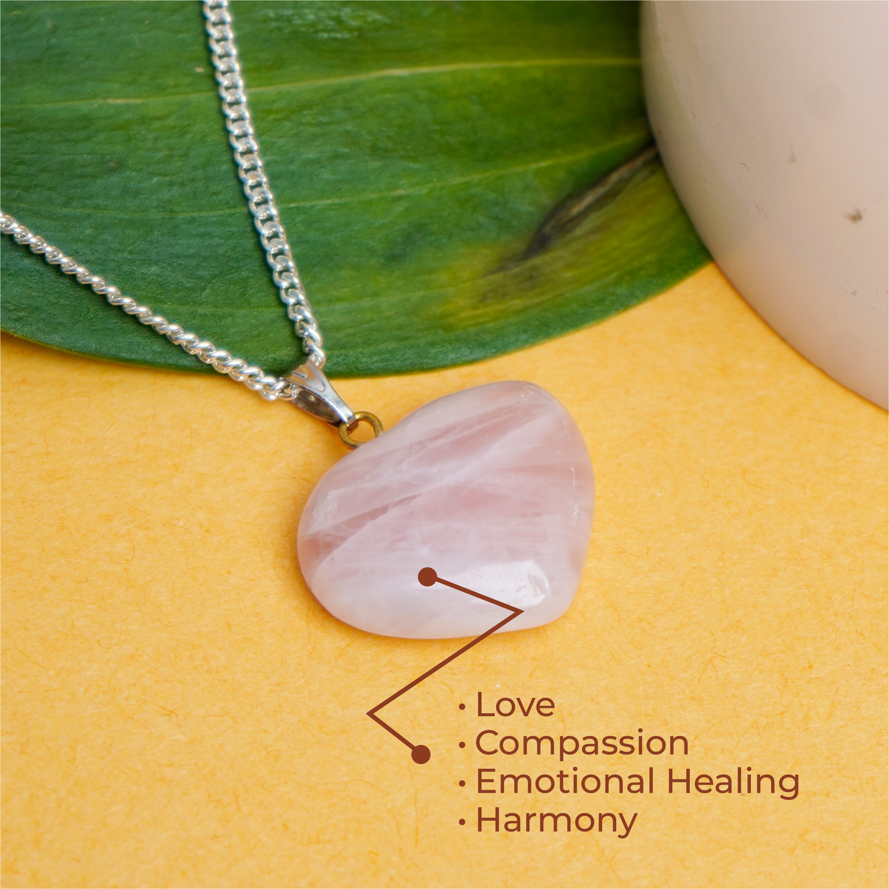 Natural Rose Quartz Heart Shape Pendant – Stone of Love & Harmony
